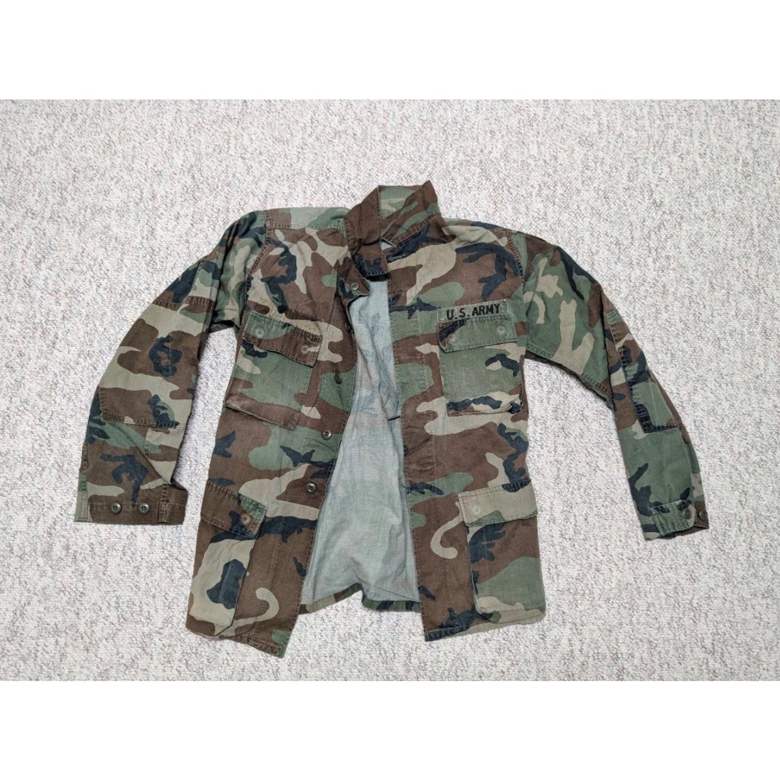 Vintage VINTAGE US ARMY Coat Mens SMALL LONG woodland camouflage patches Size US S / EU 44-46 / 1 - 3 Thumbnail