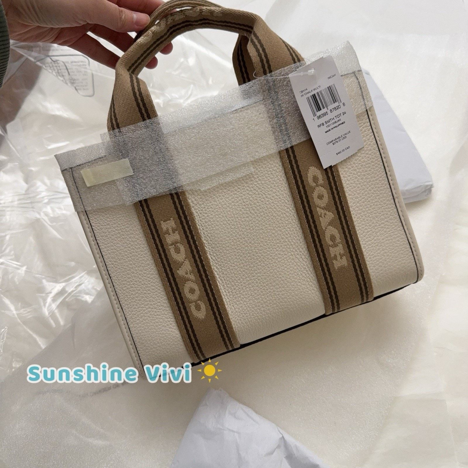 Coach NWT Coach Smith Tote Bag 24 Crossbody Leather/Chalk CBH14 Size ONE SIZE - 1 Thumbnail