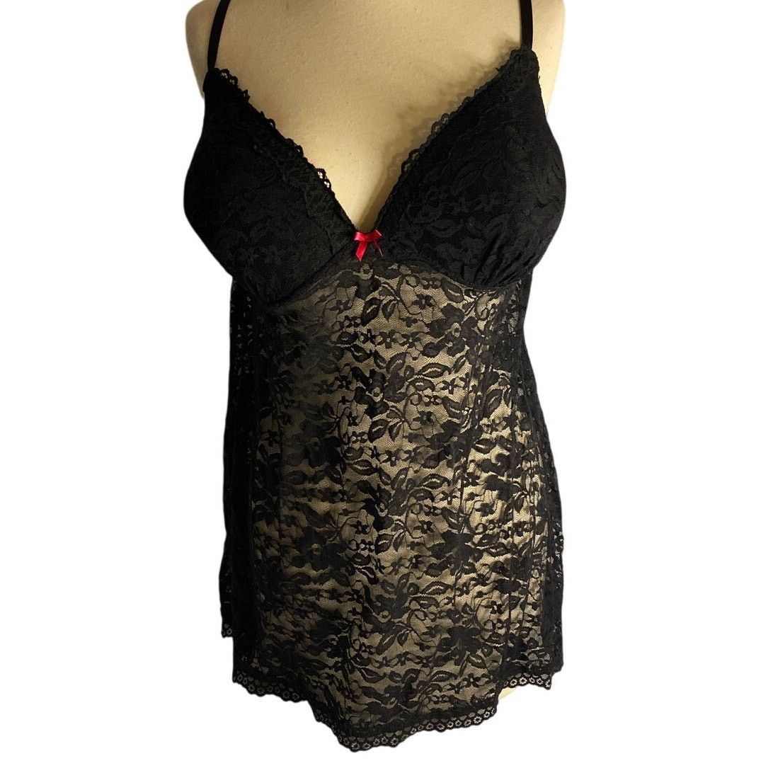 Other Goth Romantic Black Lace Mesh Chemise Slip Dress XL Size ONE SIZE - 2 Thumbnail