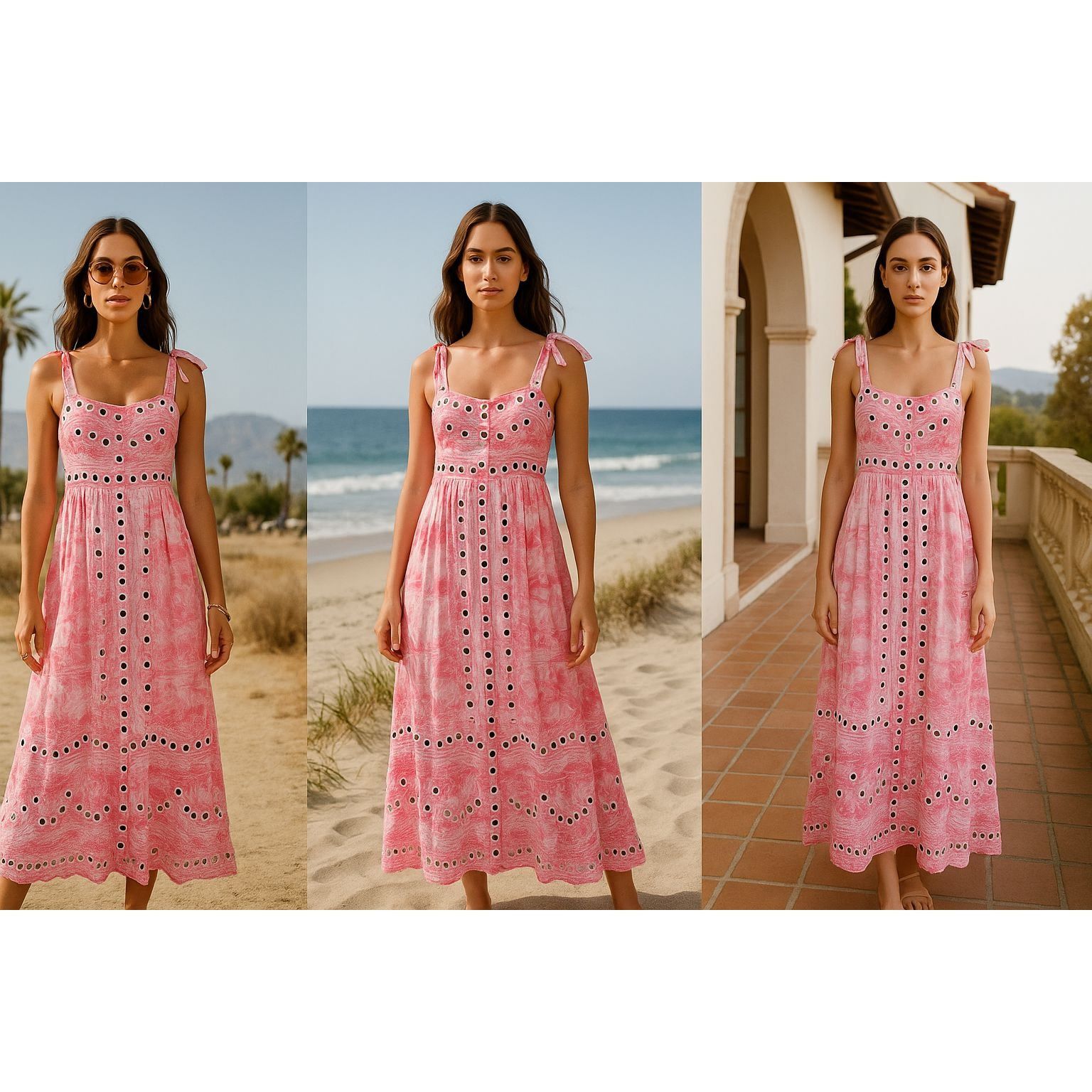 Other Juliet Dunn Women's Tie-Dye Maxi Dress Pink 1 Boho Chic Fest Size S / US 4 / IT 40 - 1 Thumbnail