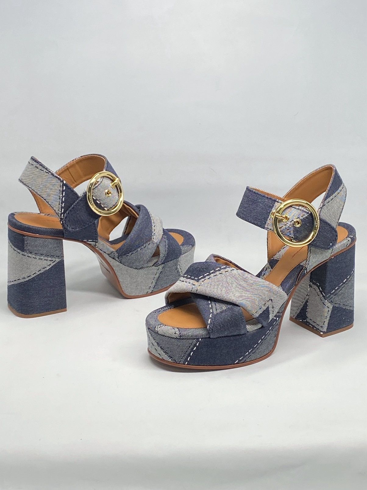 See by Chloe See by Chloe Joei Patchwork Denim Platform Sandals size 39 Size US 9 / IT 39 - 1 Thumbnail