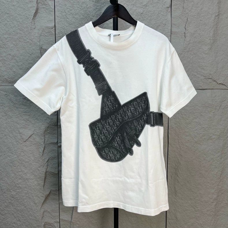 Dior Dior White T-shirt with saddle bag print Size US S / EU 44-46 / 1 - 1 Thumbnail