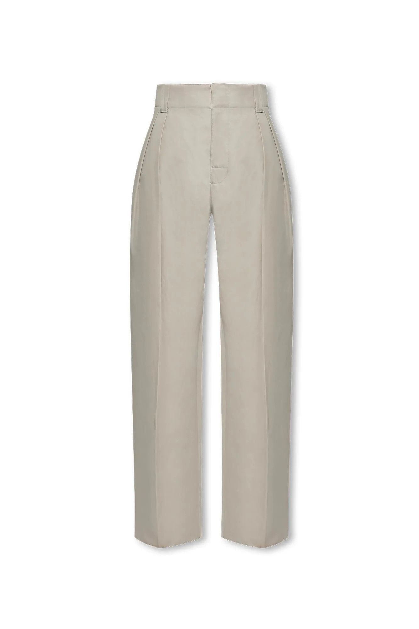 Bottega Veneta o1s1rm0725 Cotton Twill Pleated Pants in Beige Size US 30 / EU 46 - 1 Thumbnail