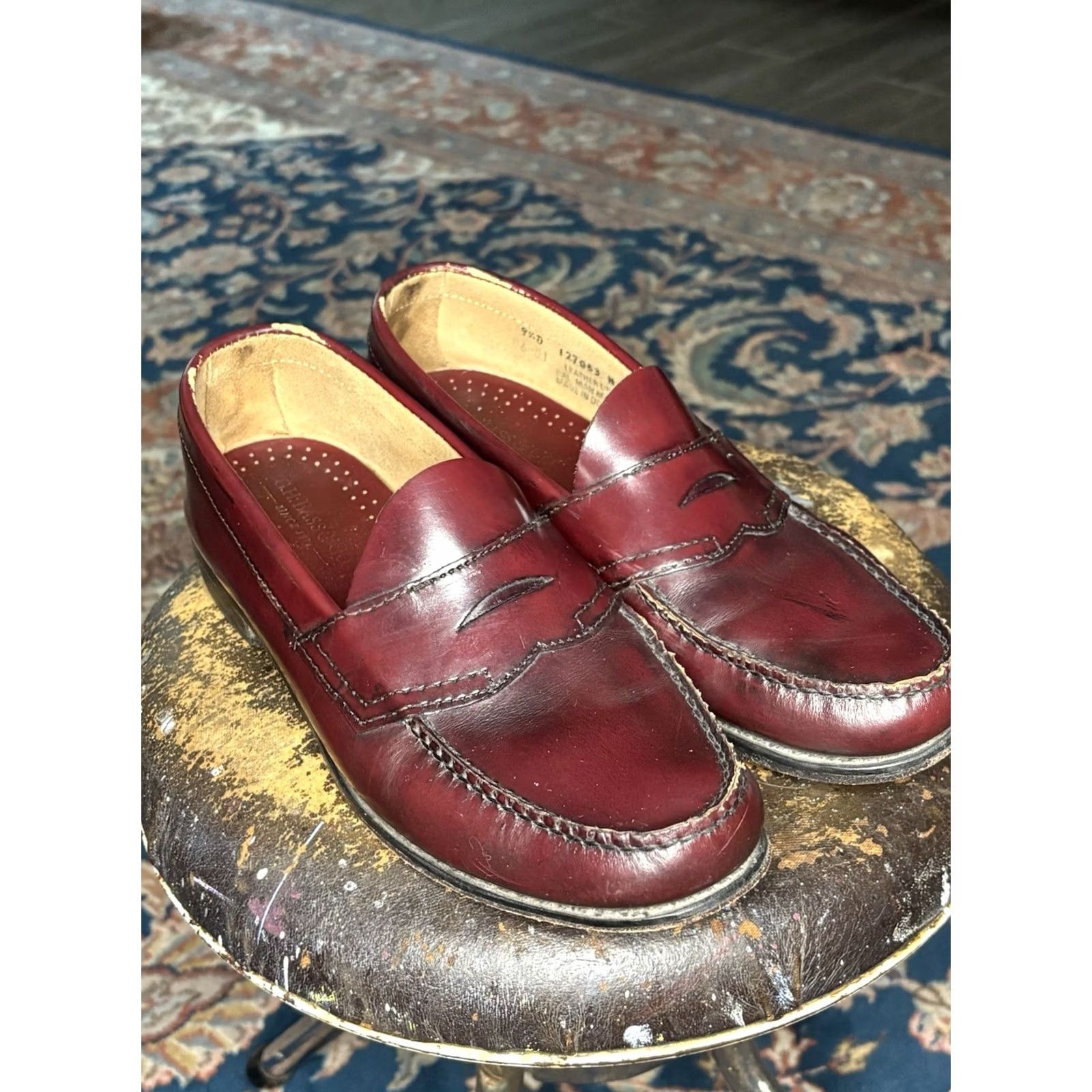 Vintage GH BASS Weejuns Men\'s Burgundy Leather Penny Loafers Shoes 8.5 G.H. Bass & Co.  main image 3