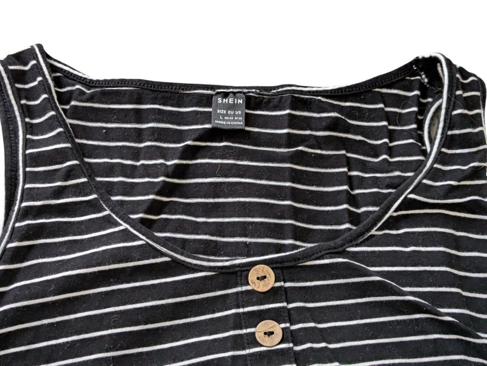 Shein Shein Womens Romper Size Large Striped Black White Cotton Size 30" / US 8 / IT 44 - 2 Thumbnail