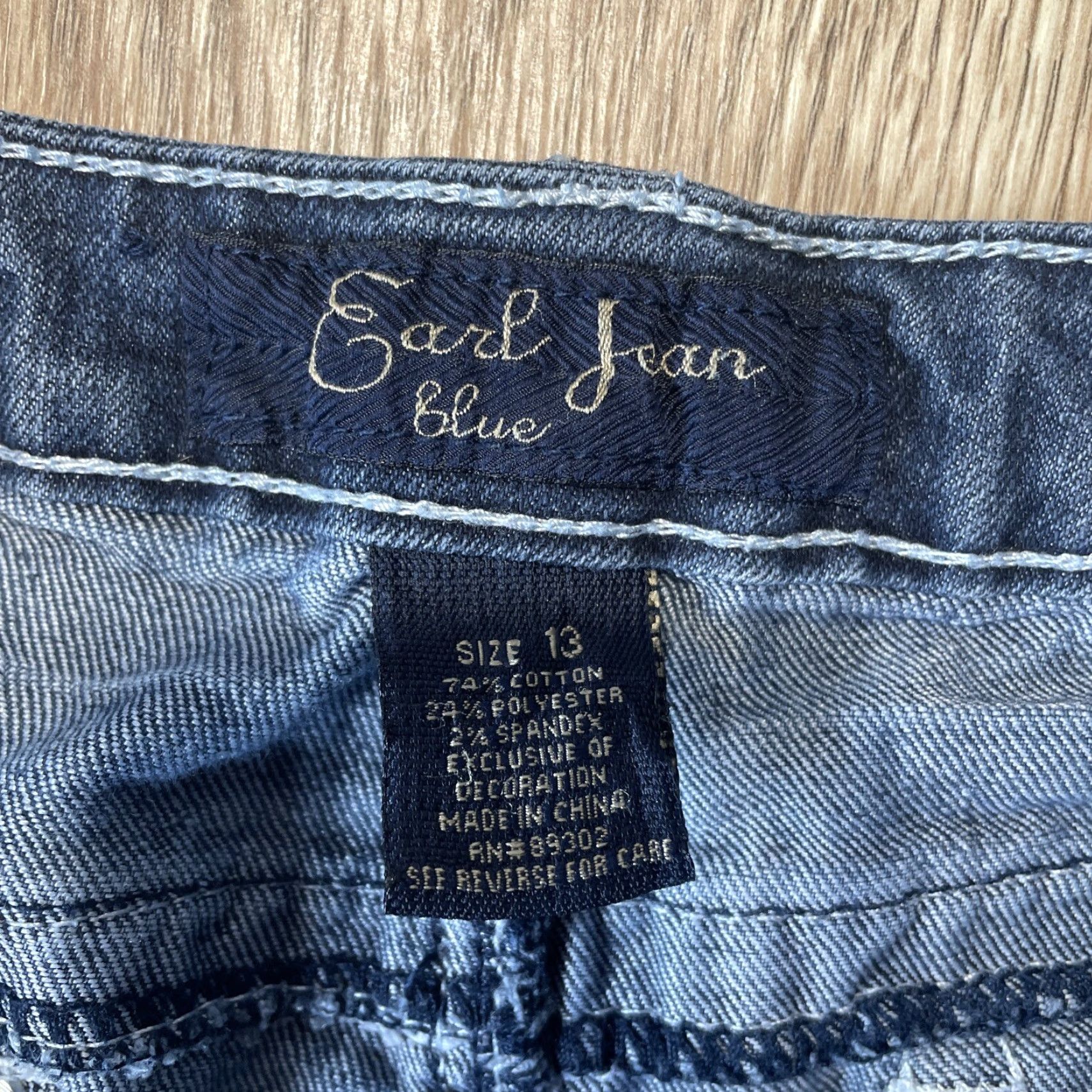 Vintage EARL Denim Jeans Size 13 Juniors Straight Blue Embossed Pockets Womens Size 34" / US 12 / IT 48 - 2 Thumbnail