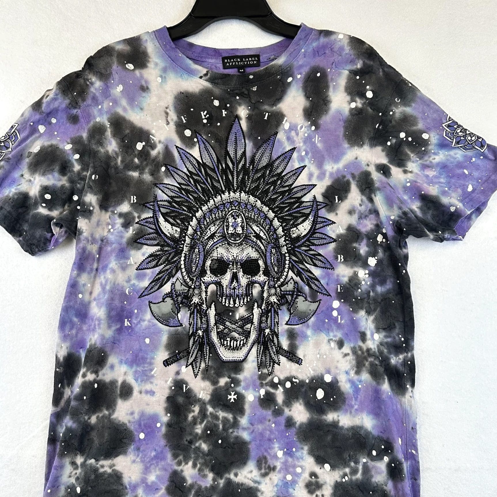Affliction Affliction Black Label Shirt Mens Medium Tie Dye Skull Headdress Graphic Tee Size US M / EU 48-50 / 2 - 3 Thumbnail