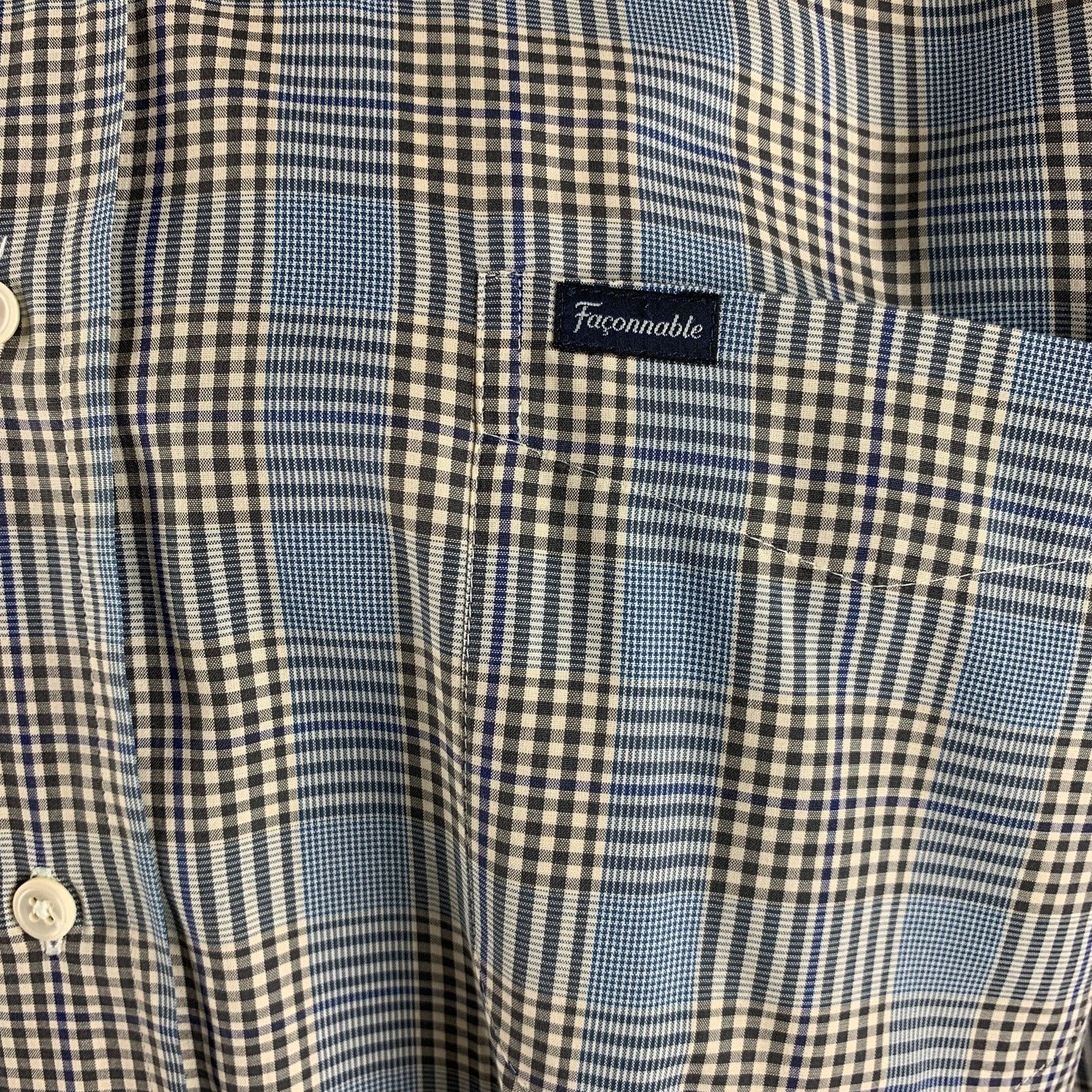 Faconnable FACONNABLE Blue Grey Glenplaid One pocket Long Sleeve Shirt Size US XXL / EU 58 / 5 - 2 Thumbnail