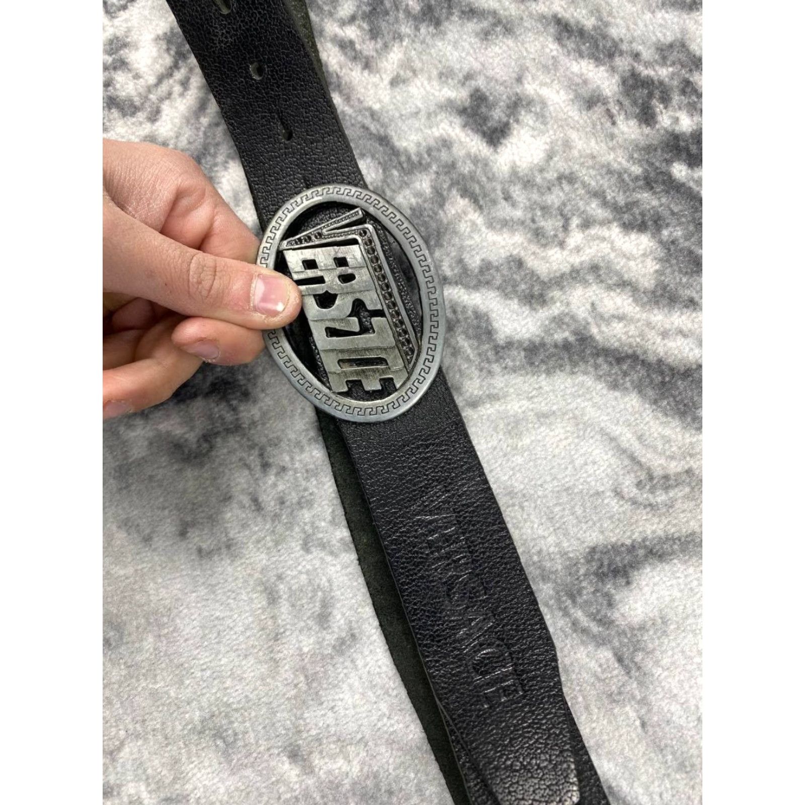 Versace Versace Belt Men Black Leather Logo Buckle Dress Belt One Size Size ONE SIZE - 4 Thumbnail