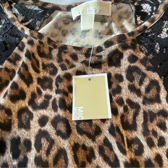 Michael Kors 𝅺Michael Kors Leopard Animal Print Top Lace Shoulders Women Size XS / US 0-2 / IT 36-38 - 11 Thumbnail