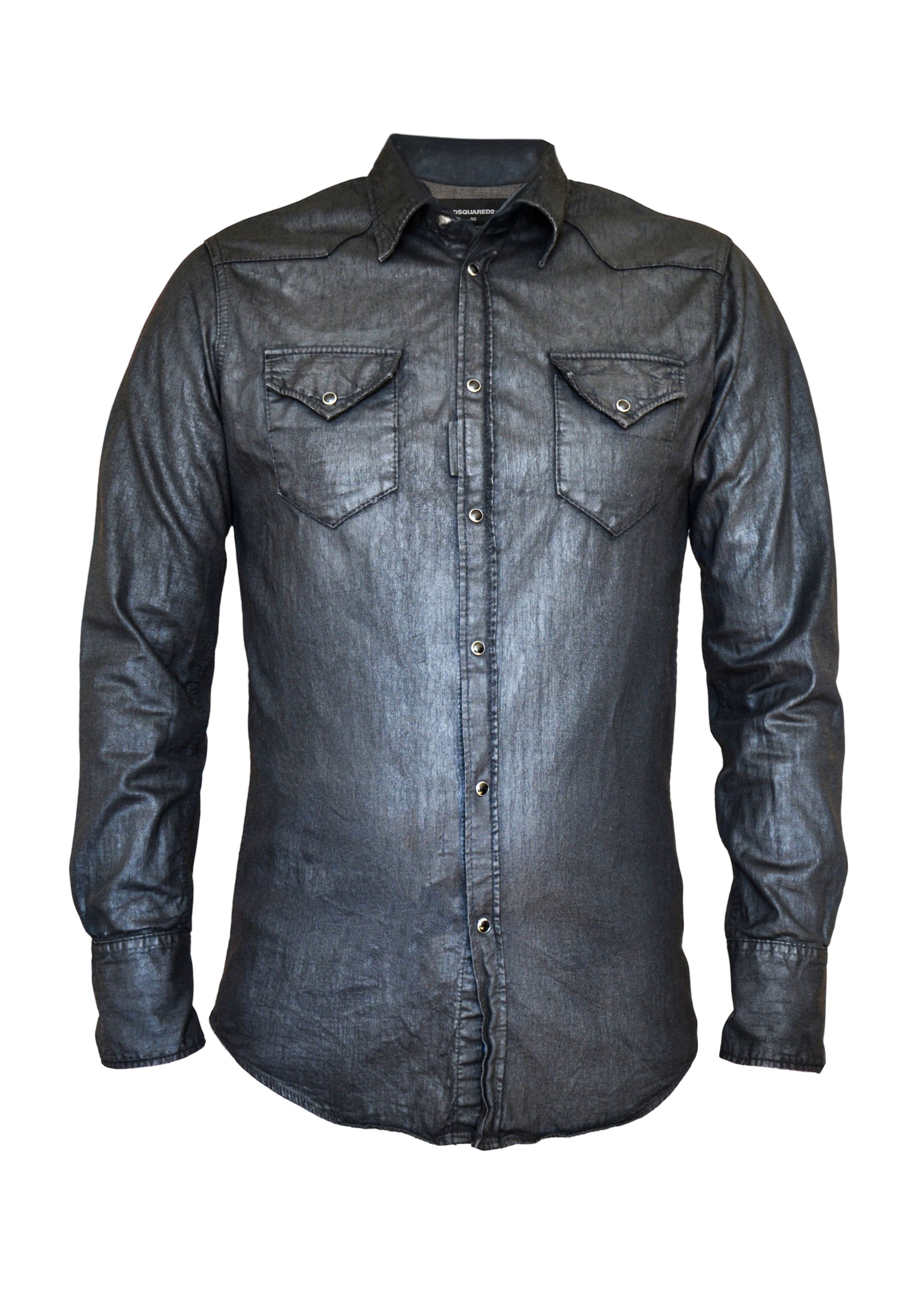 Dsquared2 DSQUARED2 Waxed-Coated Western Shirt Size US L / EU 52-54 / 3 - 1 Thumbnail