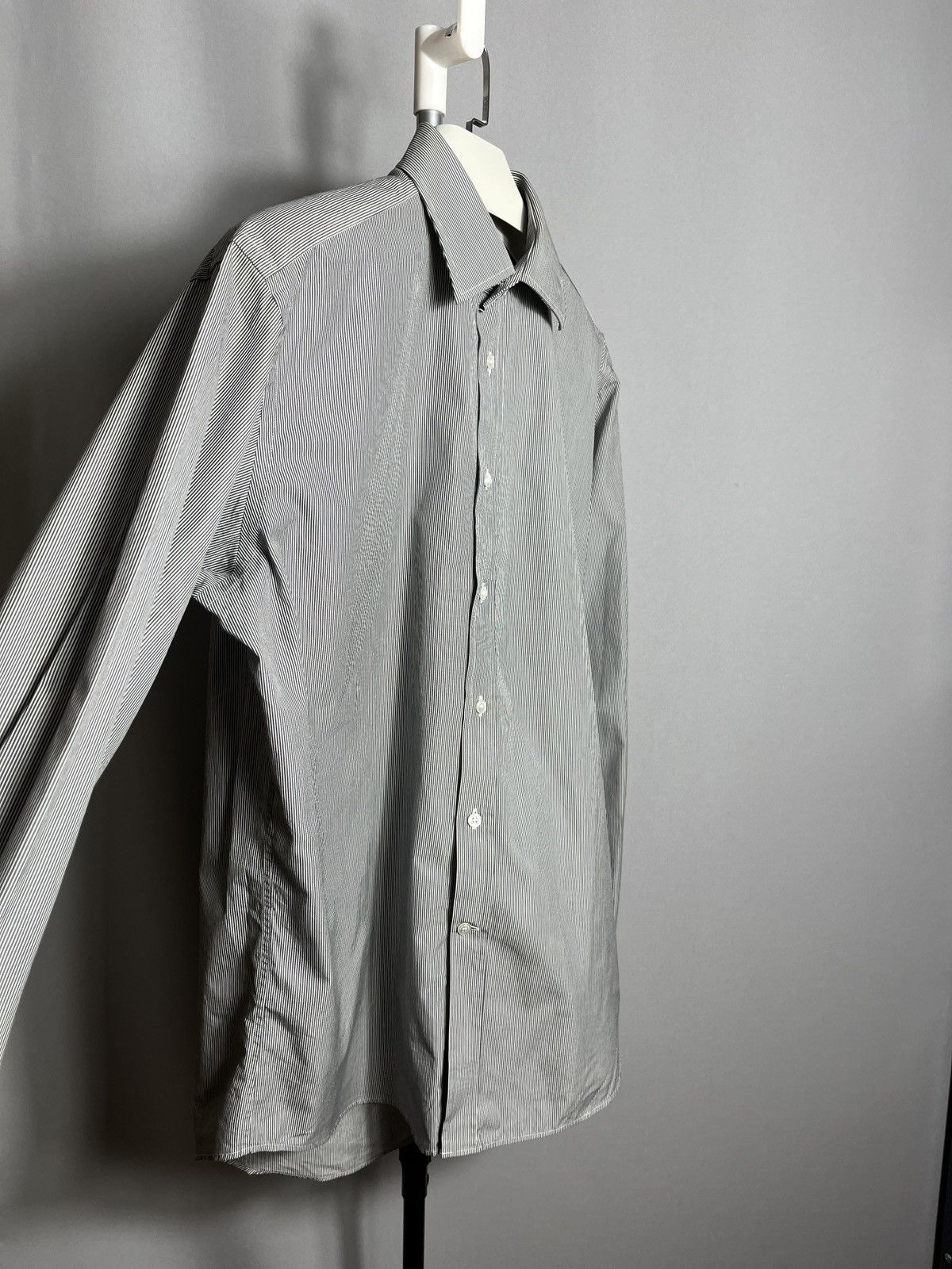 Gieves & Hawkes Gieves & Hawkes Shirt Mens Collar Striped Gray Double Cuff Size US XL / EU 56 / 4 - 6 Thumbnail