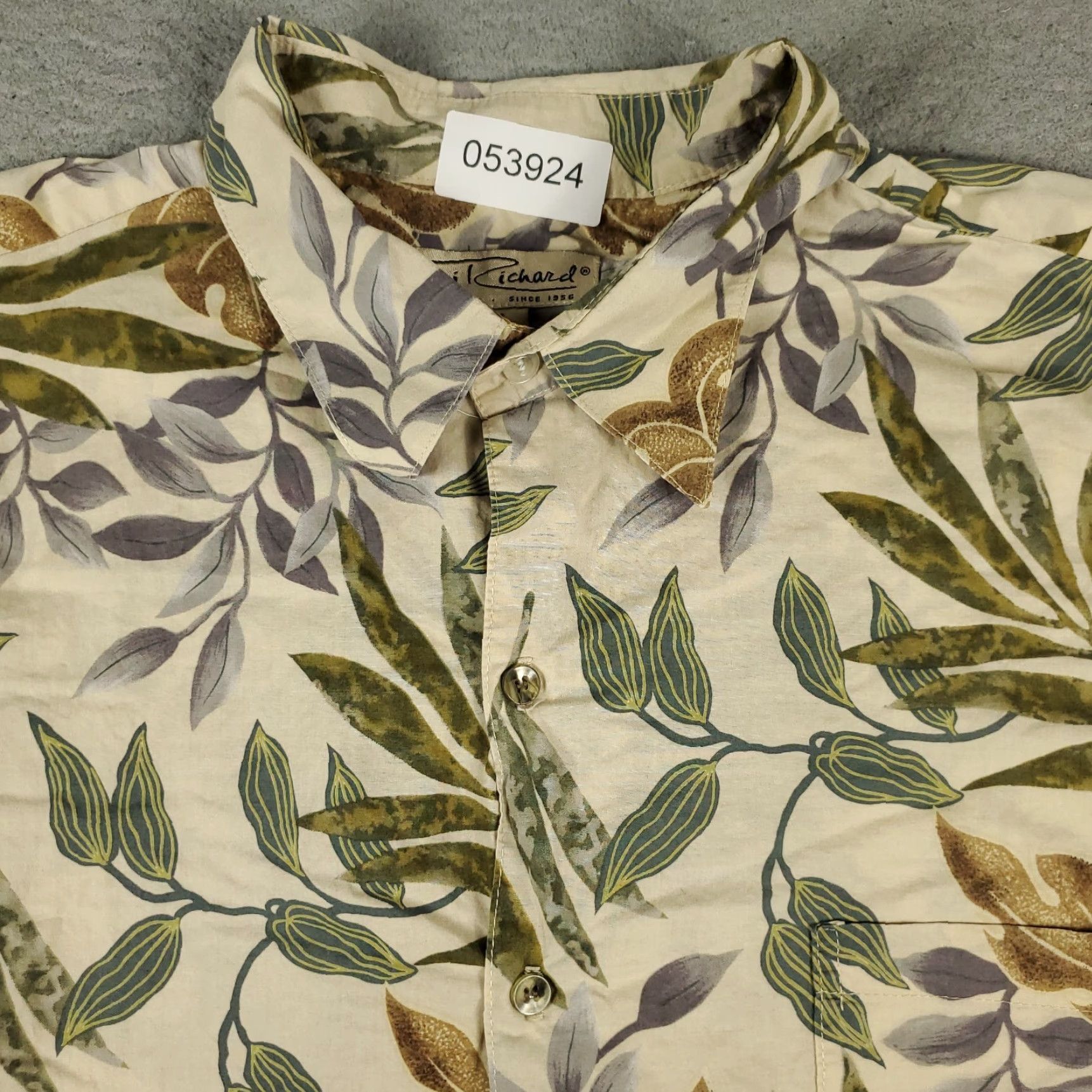 Tori Richard Tori Richard Shirt Mens XL Beige Floral Hawaiian Button Up Short Sleeve Size US XL / EU 56 / 4 - 2 Thumbnail