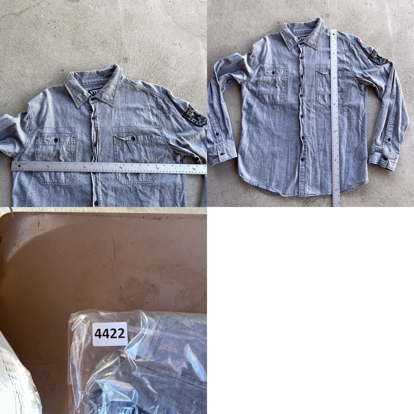 Vintage Xtreme Couture Women's XL Long Sleeve Button-Up Shirt Gray Biker Solid Embroidered Size XL / US 12-14 / IT 48-50 - 8 Thumbnail