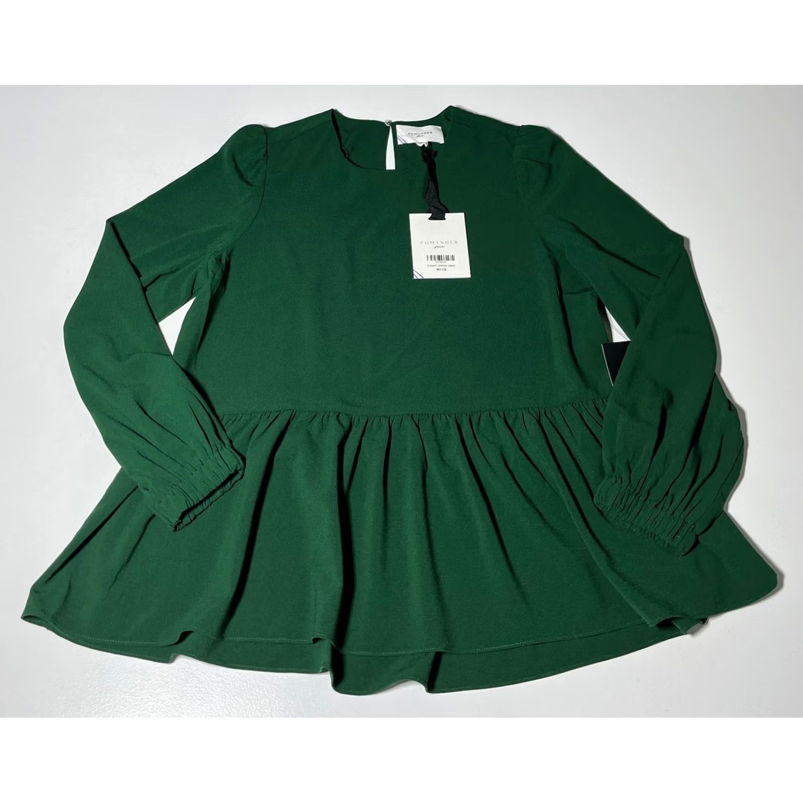 Vintage NWT Tuckernuck Pomander Place Carlota Peplum Blouse Hunter Green Sz M Blouse WomensXS? Size M / US 6-8 / IT 42-44 - 7 Thumbnail