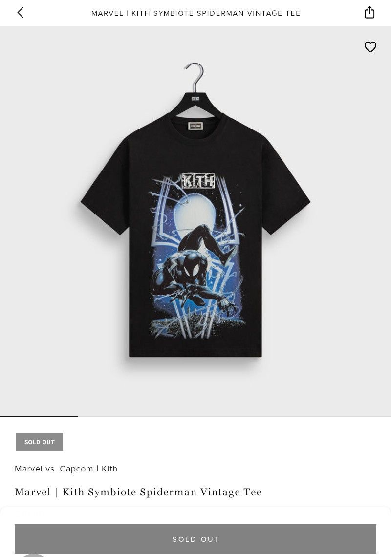 Kith × Marvel Comics Kith X Marvel Vs Capcom Symbiote SpiderMan Tee Size US XL / EU 56 / 4 - 5 Thumbnail