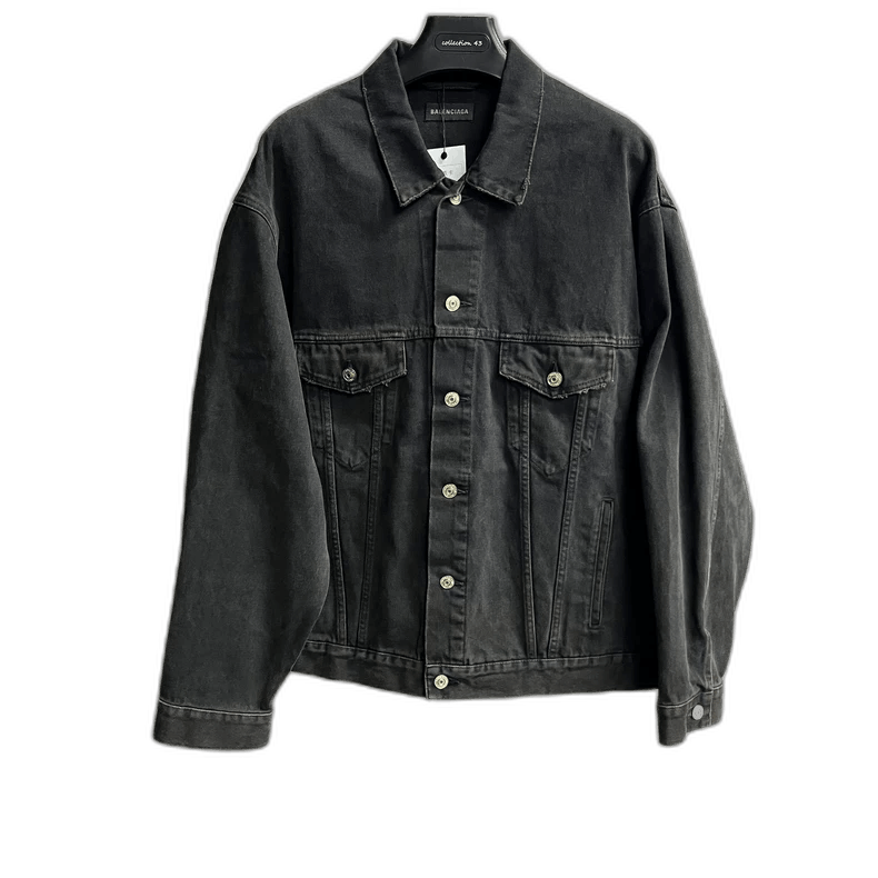 Balenciaga Balenciaga Black Logo Denim Jacket Size US XS / EU 42 / 0 - 1 Thumbnail
