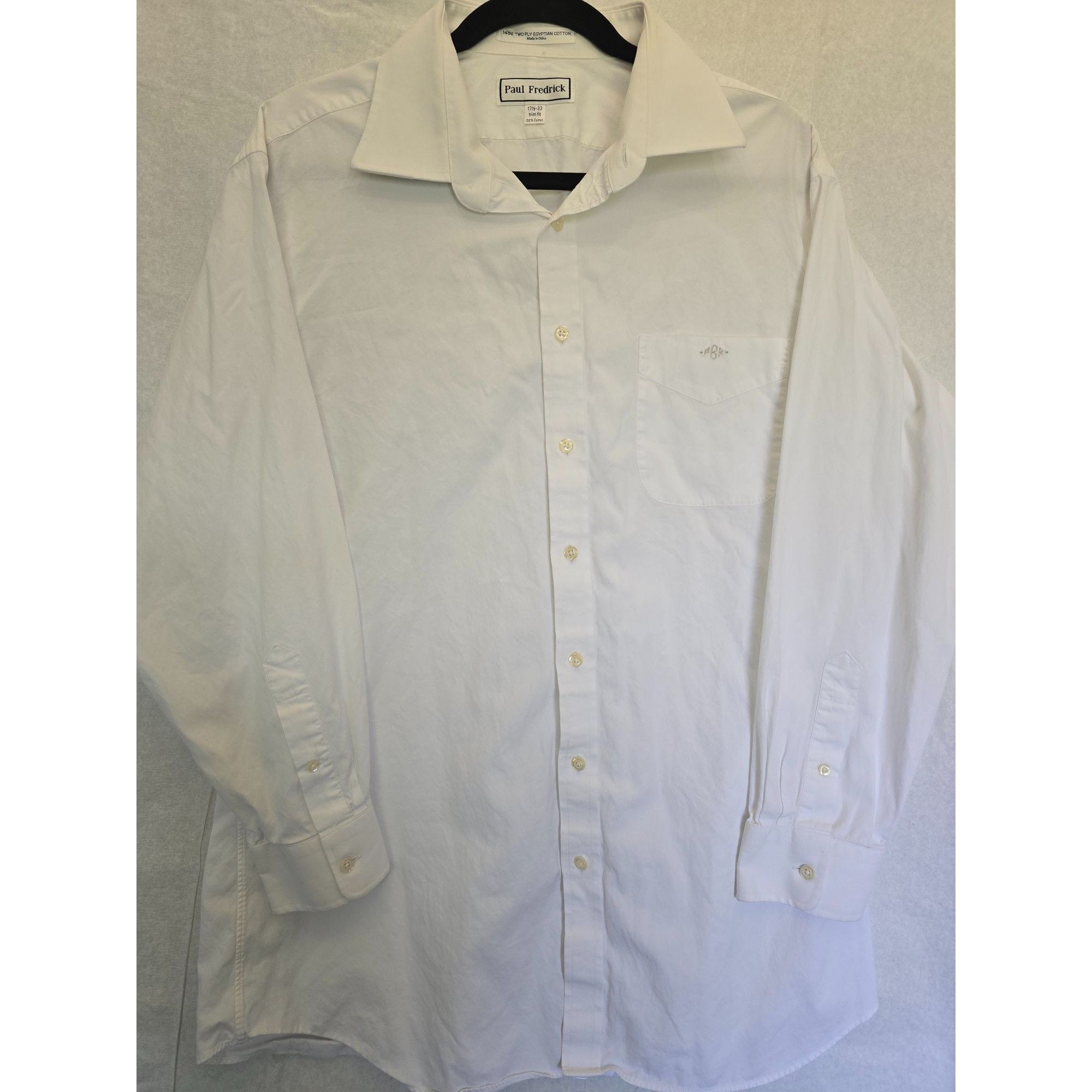 Paul Fredrick Paul Fredrick Men's White Dress Shirt 17.5-33 Trim Fit 100% Size US XL / EU 56 / 4 - 1 Thumbnail