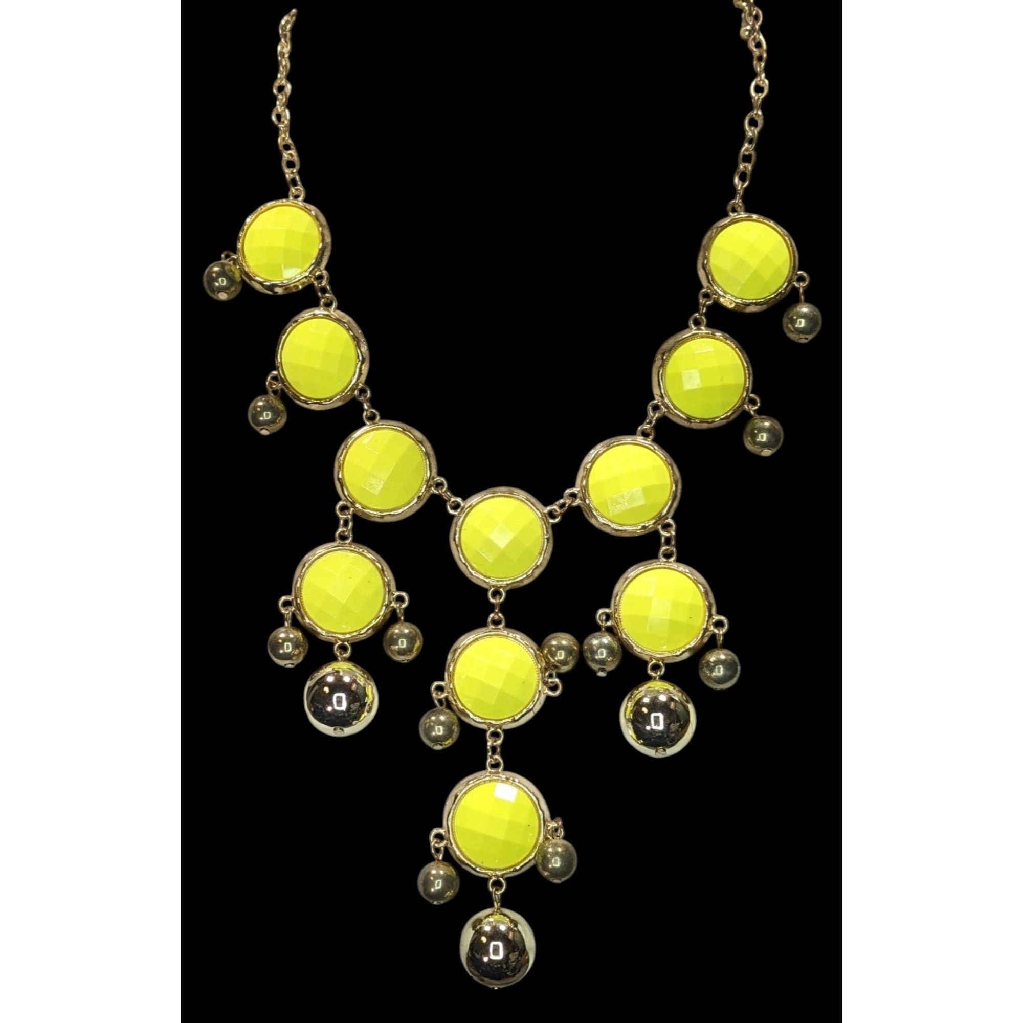 Other Yellow Statement Bubble Bib Necklace With Gold-Tone Accents Size ONE SIZE - 1 Thumbnail