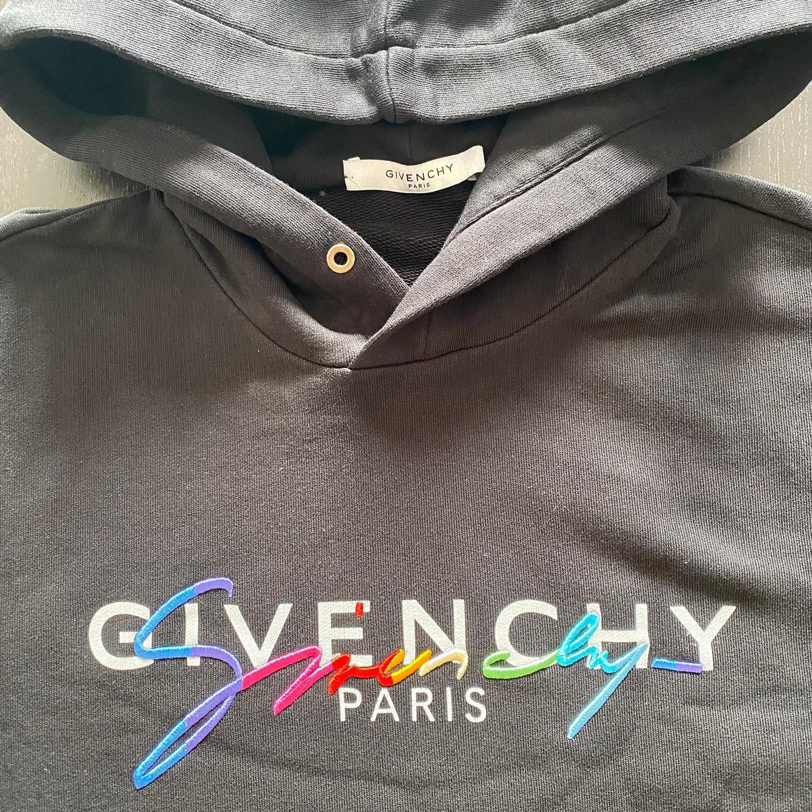 Givenchy Black Signature Rainbow Logo Hoodie Size US M / EU 48-50 / 2 - 5 Thumbnail