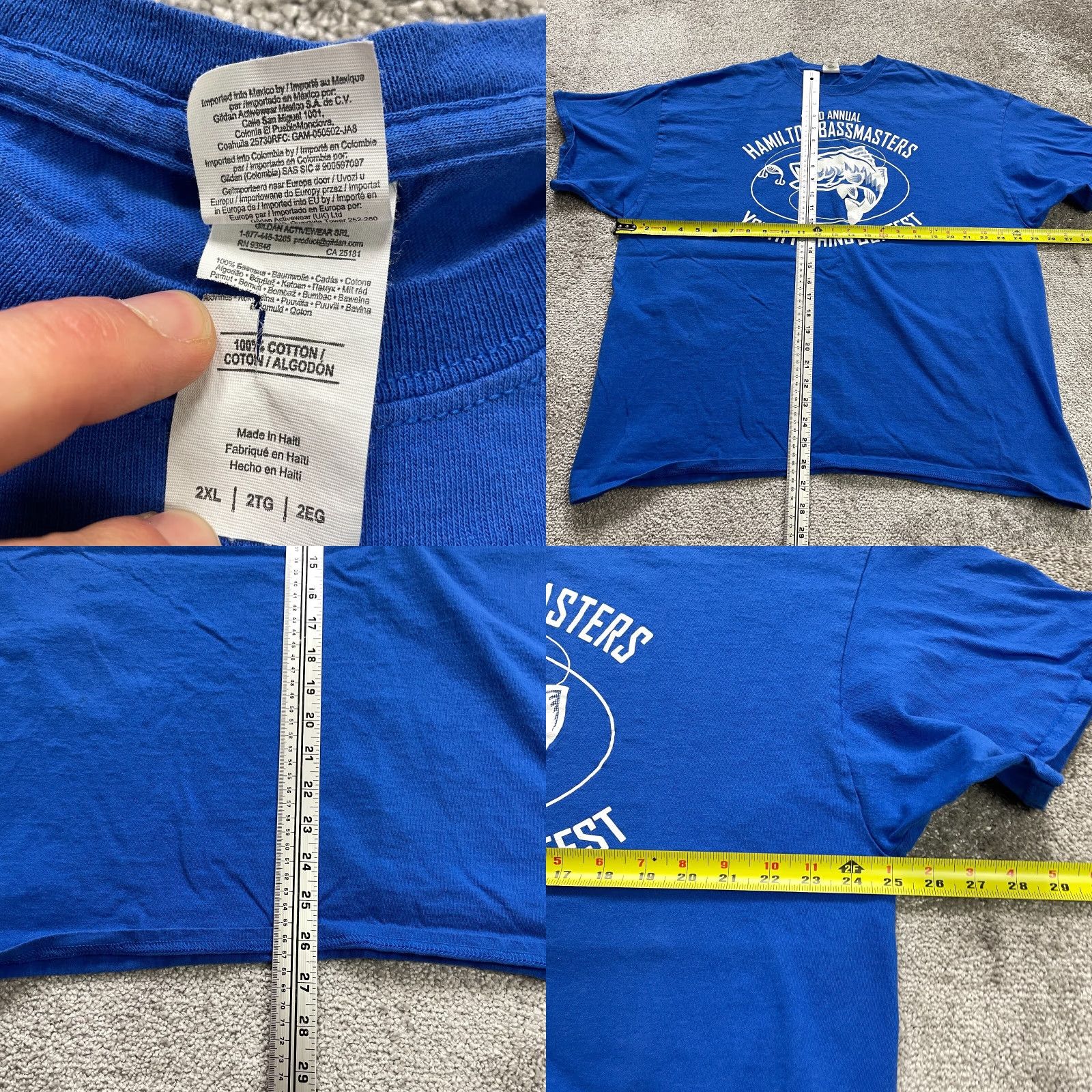 Gildan Gildan Ultra Cotton T-Shirt Unisex Adult 2XL Blue Graphic Print Short Sleeve Crew Neck Hamilton Fishing 33rd Annual Outdoor Classic Size US XXL / EU 58 / 5 - 8 Thumbnail