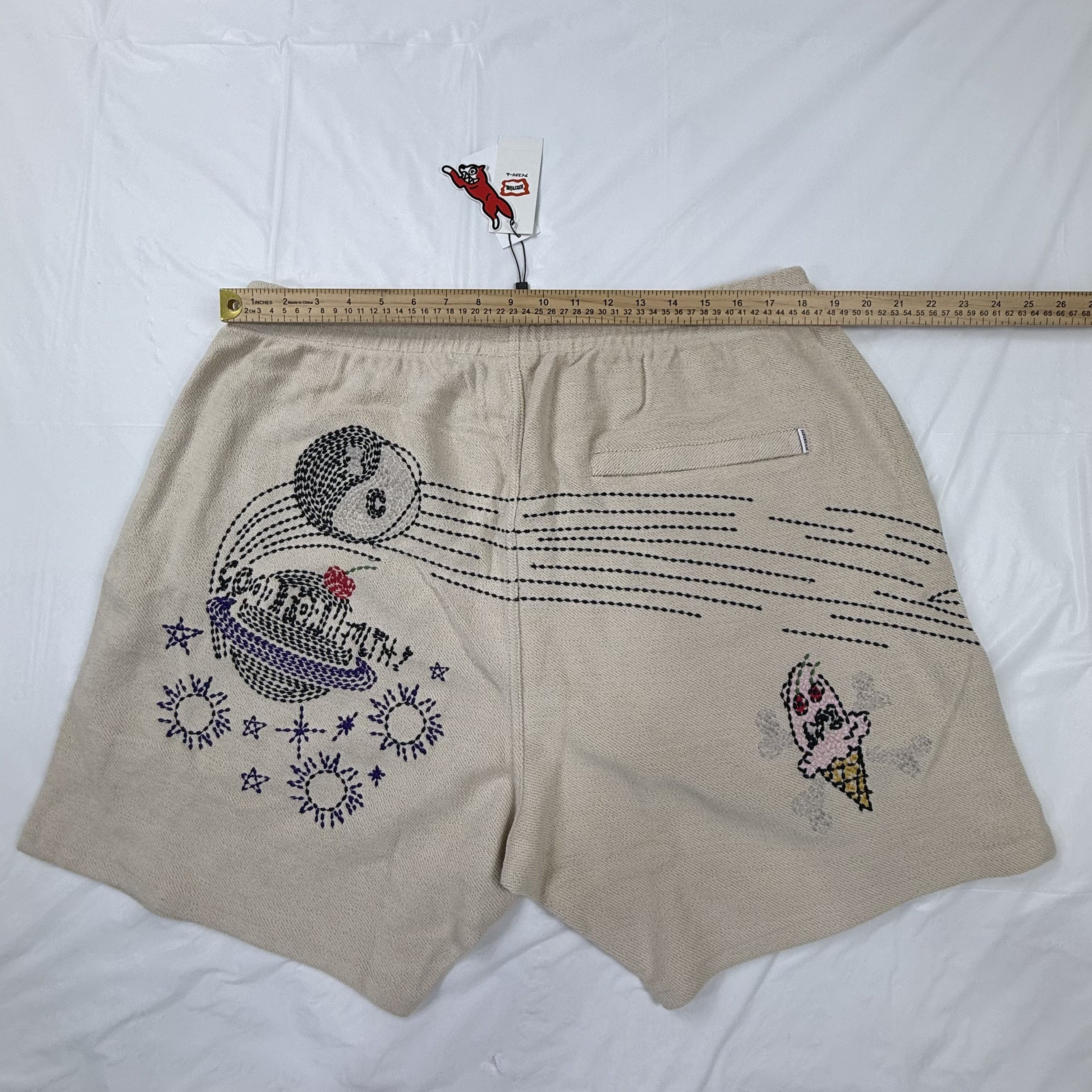 Icecream ICECREAM Astral Shorts Mens 3X Fog Beige Embroidered New Size US 40 / EU 56 - 4 Thumbnail