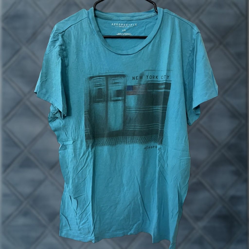 Aeropostale VINTAGE Aeropostale T-Shirt Shirt Mens L Blue Aqua Turquoise 90s Casual Mens Size US L / EU 52-54 / 3 - 1 Thumbnail