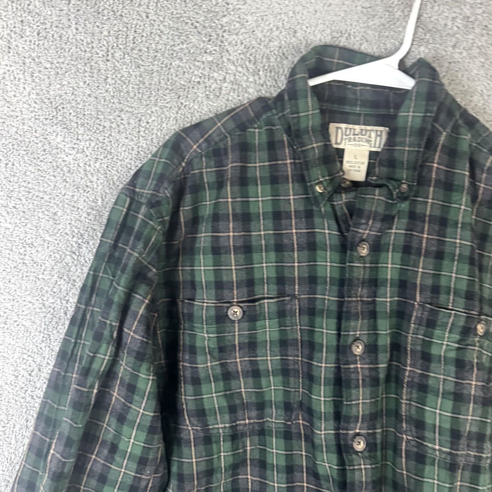 Duluth Trading Company Duluth Trading Co Shirt Mens Large Green Plaid Flannel Button Front Long Sleeve Size US L / EU 52-54 / 3 - 5 Thumbnail