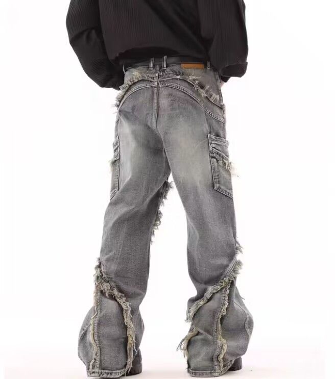 Japanese Brand × Jean Retro ruined whiskering design washed distressed jeans Size US 33 - 9 Thumbnail