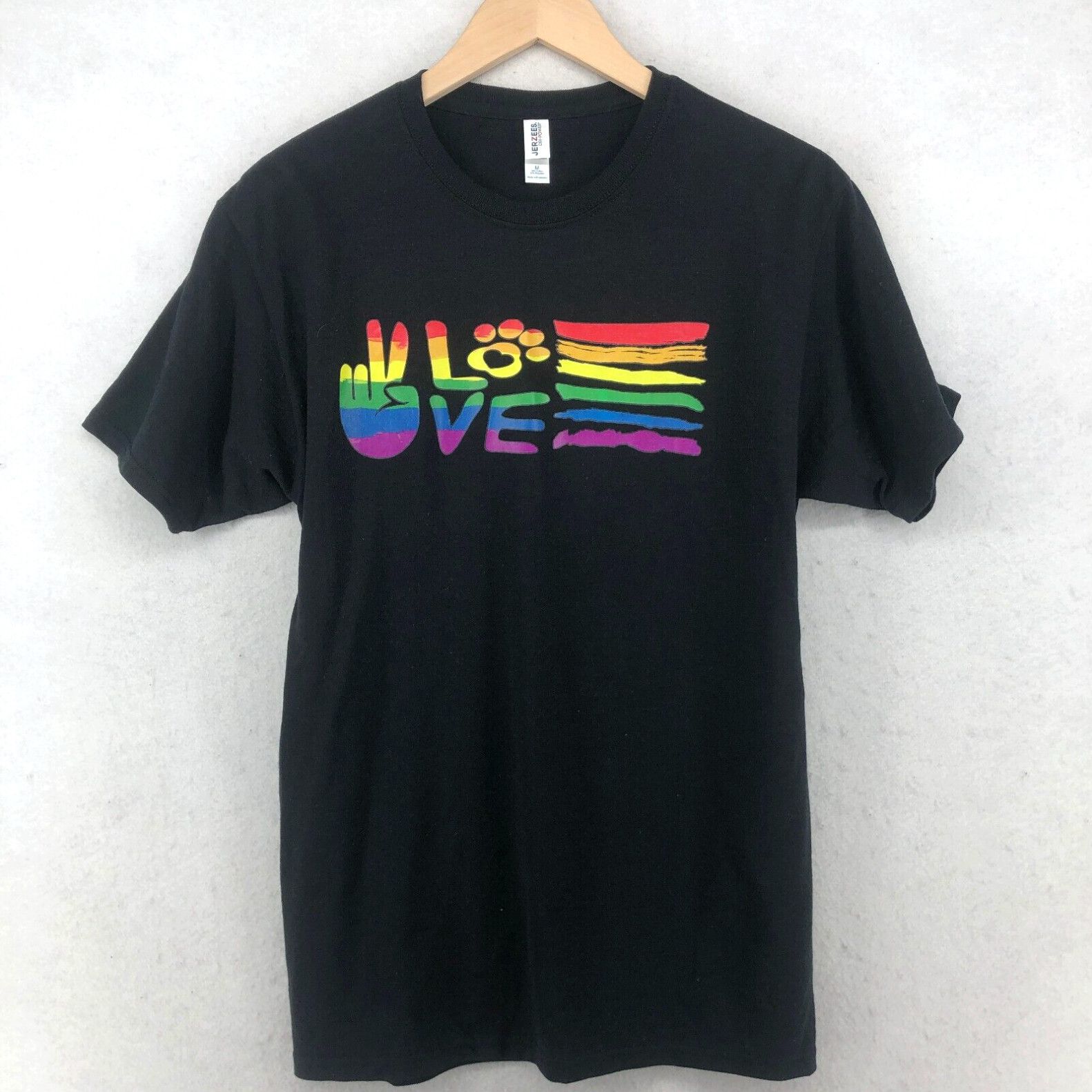 Jerzees DOG TRAINING Shirt Adult M Sit means Sit Pride Peace Love Rainbow  Black | Grailed