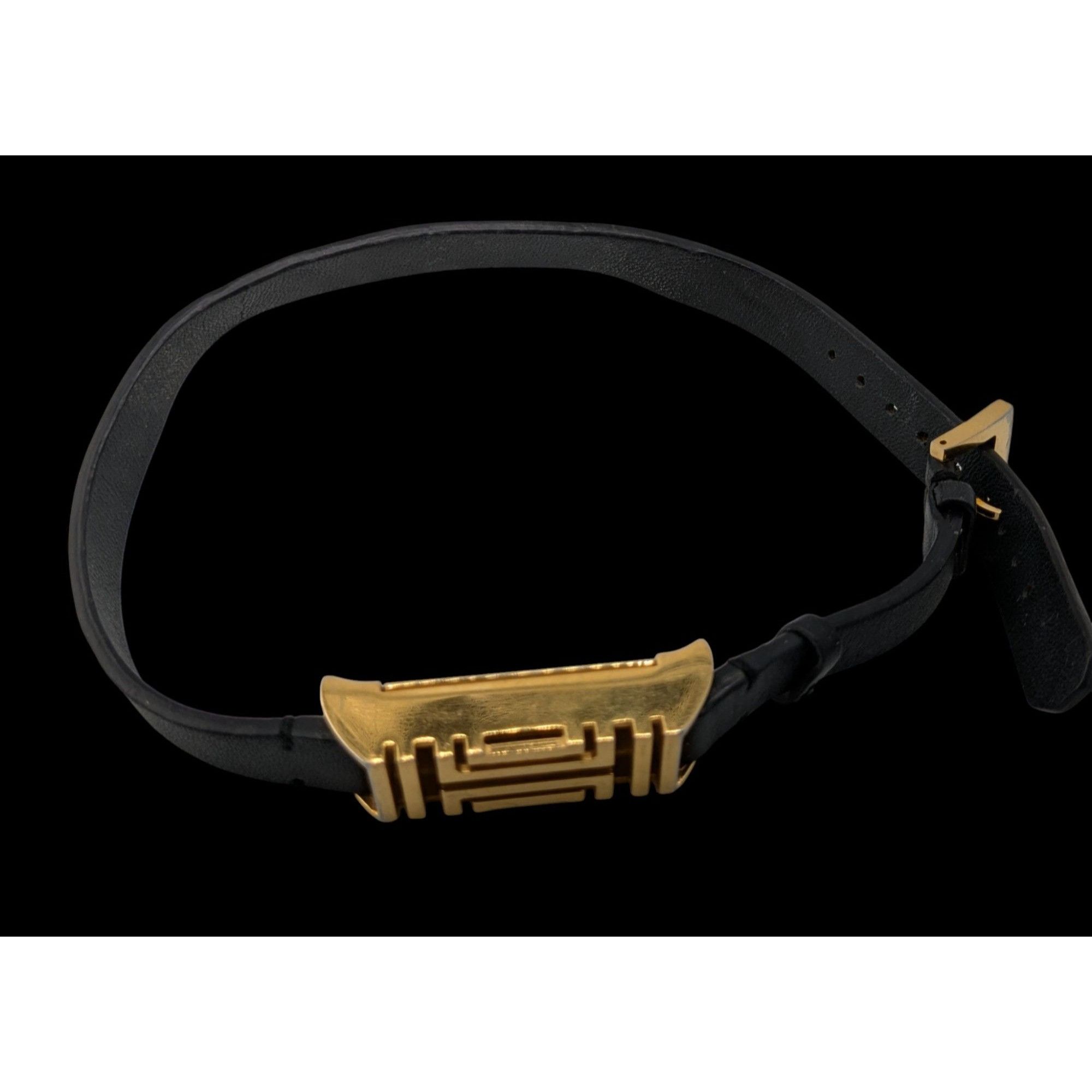 Tory Burch Tory Burch Gold Tone & Black Leather Fitbit Holder Wrap Brac Size ONE SIZE - 1 Thumbnail