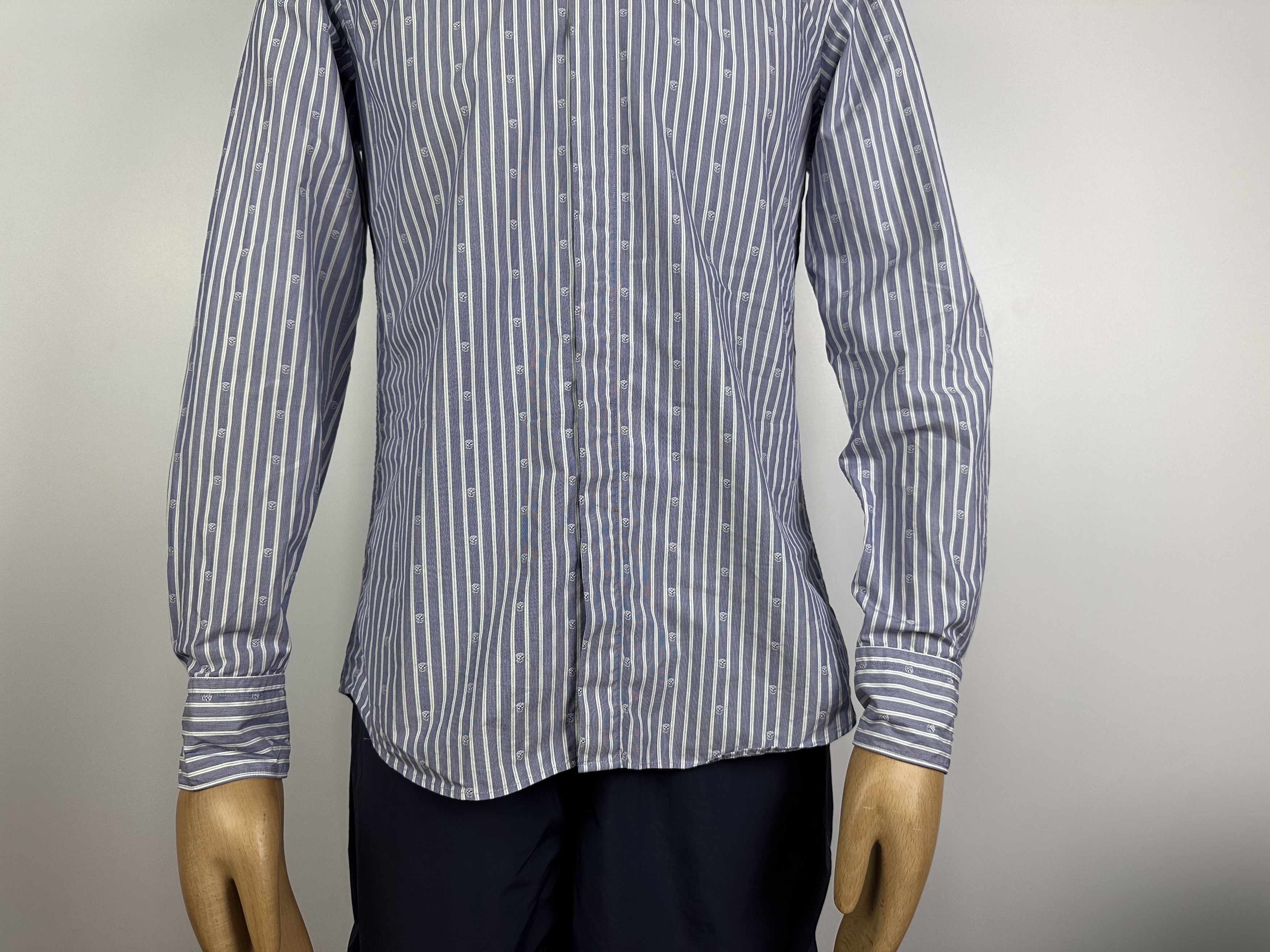 Alexander McQueen Alexander McQueen Skull Dress Shirt Long Sleeve Striped Size 48R - 4 Thumbnail