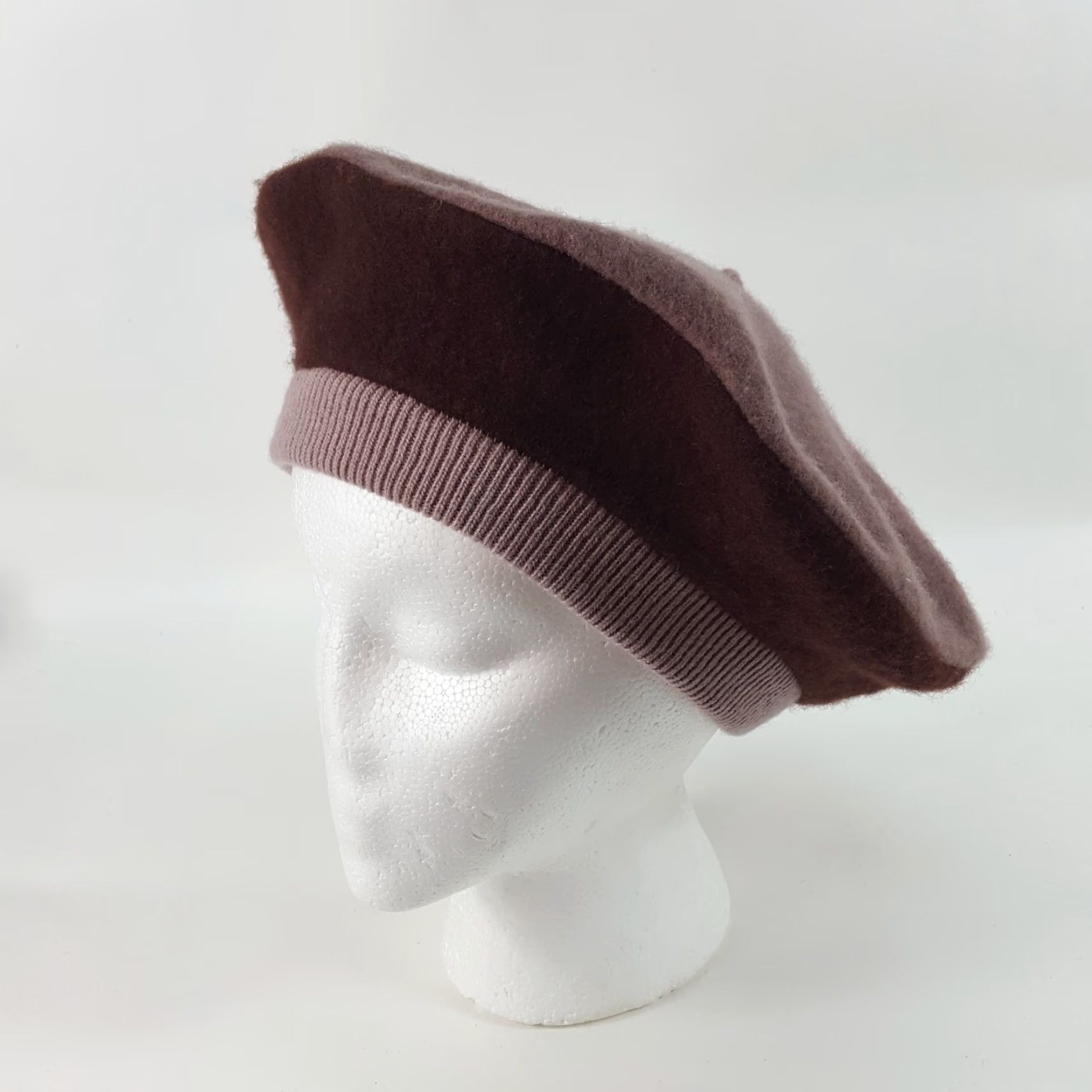 FELT VINTAGE Beige Felt Wool French Beret Winter Wool Hat Womens One Size Brown 80s 90s Boho Retro French Beret Mens Womens Girls Boys Size ONE SIZE - 7 Thumbnail