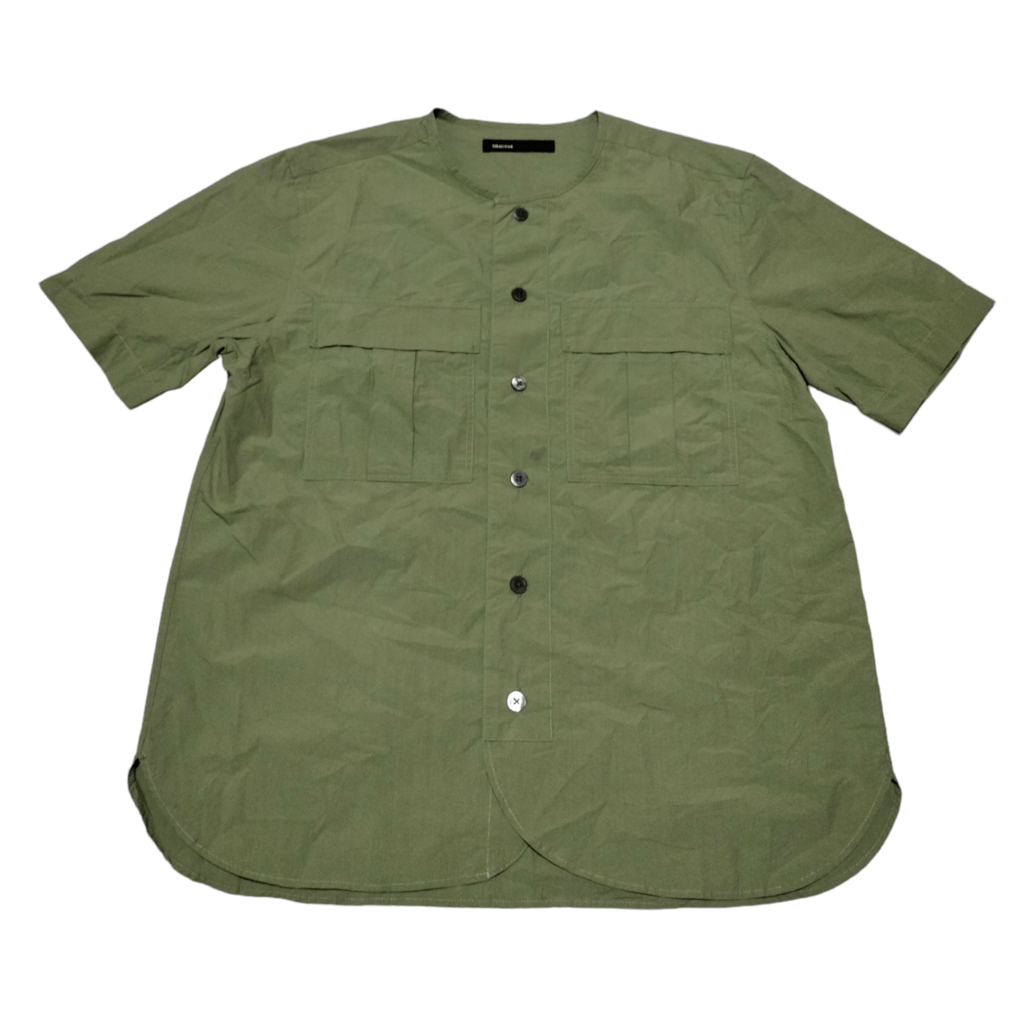 image of 08Sircus Typewriter Button Shirt in Olive Green, Men's (Size Small)