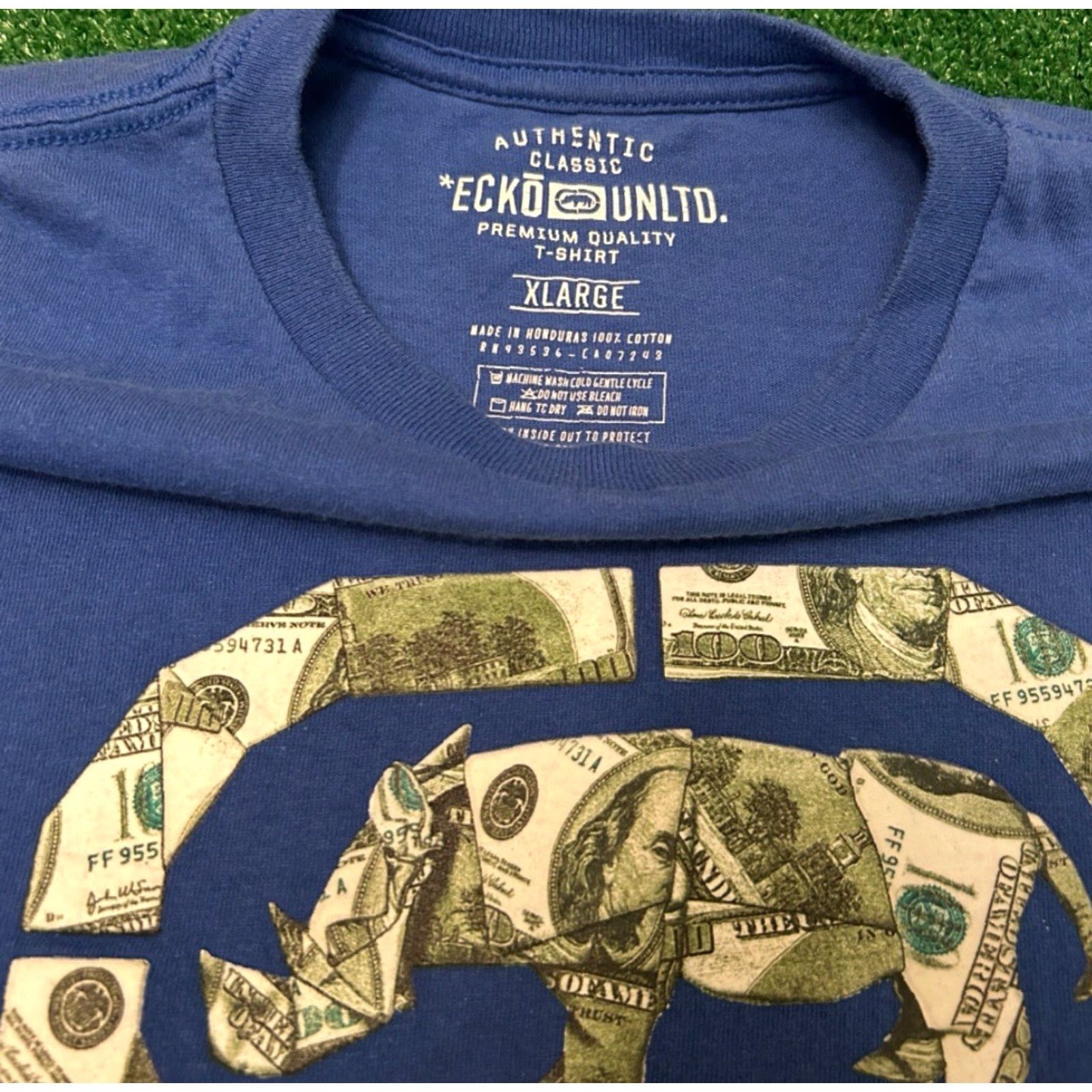 Ecko Unltd. VINTAGE Ecko Unltd Cash Money Classic Logo Shirt XL Blue Men Short Sleeve 90s Grunge Hip Hop Skater Logo Mens Size US XL / EU 56 / 4 - 2 Thumbnail