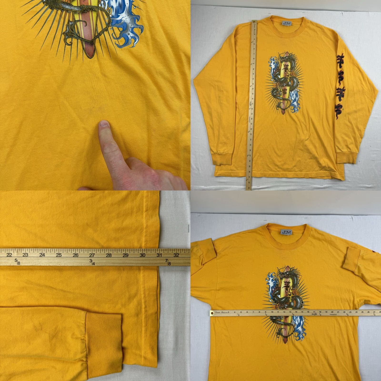 Salem Sportswear VINTAGE Jem Sportswear Long Sleeve Shirt Adult XL Yellow Grunge Y2K Mens Size US XL / EU 56 / 4 - 8 Thumbnail