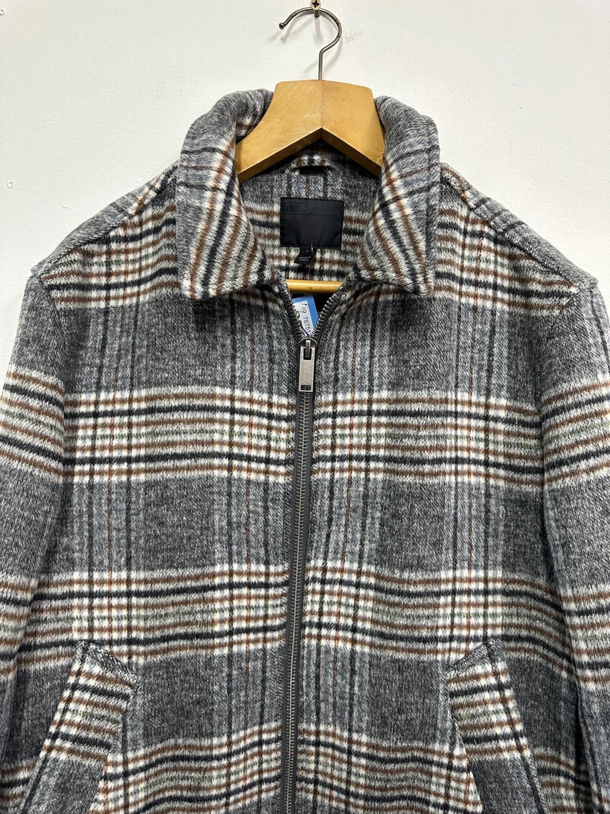 Asos ASOS Grey and Brown Check Wool Blend Jacket Size US L / EU 52-54 / 3 - 3 Thumbnail