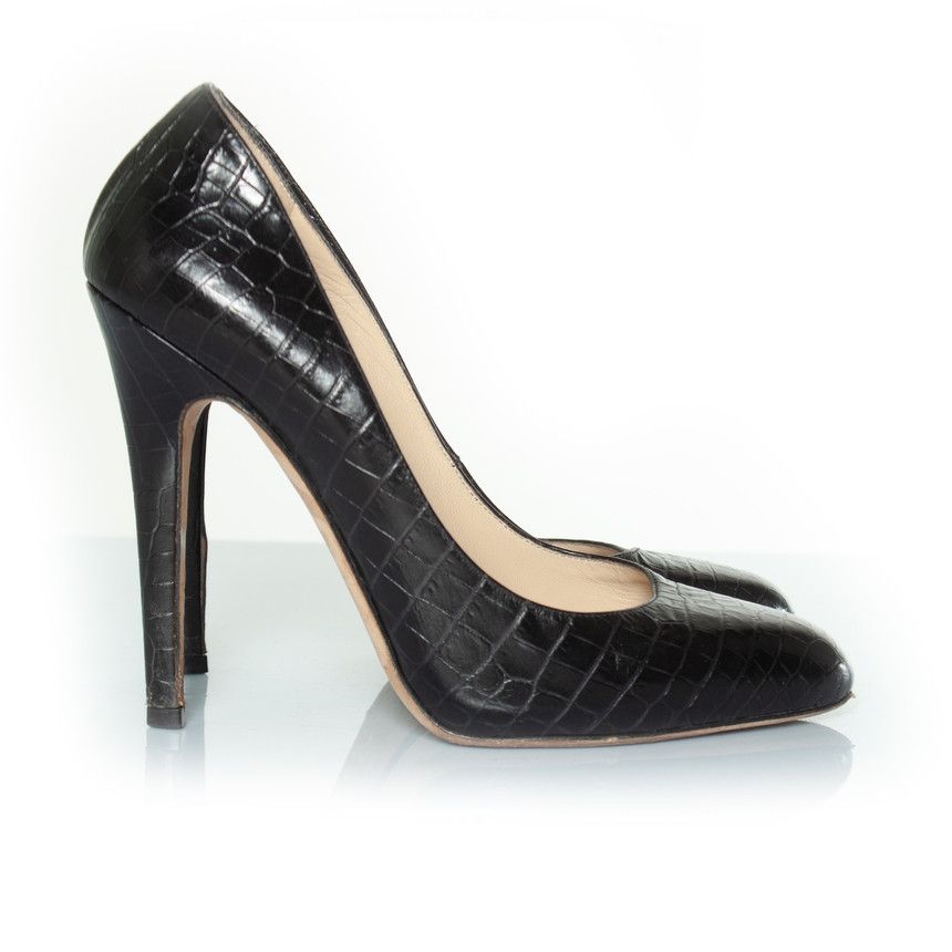 Jimmy Choo Jimmy Choo, Croco printed heels in black Size US 8 / IT 38 - 5 Thumbnail