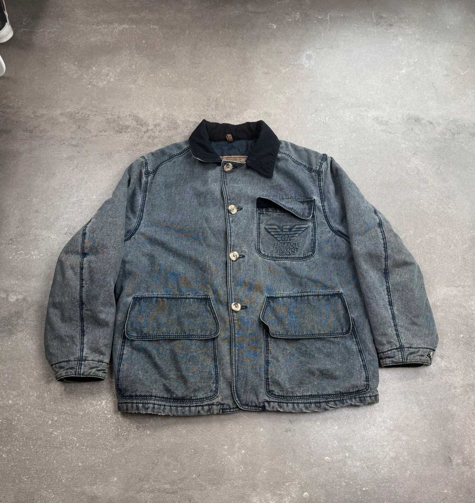 Armani Armani denim jacket vintage 1980s work wear made in Italy Size US L / EU 52-54 / 3 - 2 Thumbnail