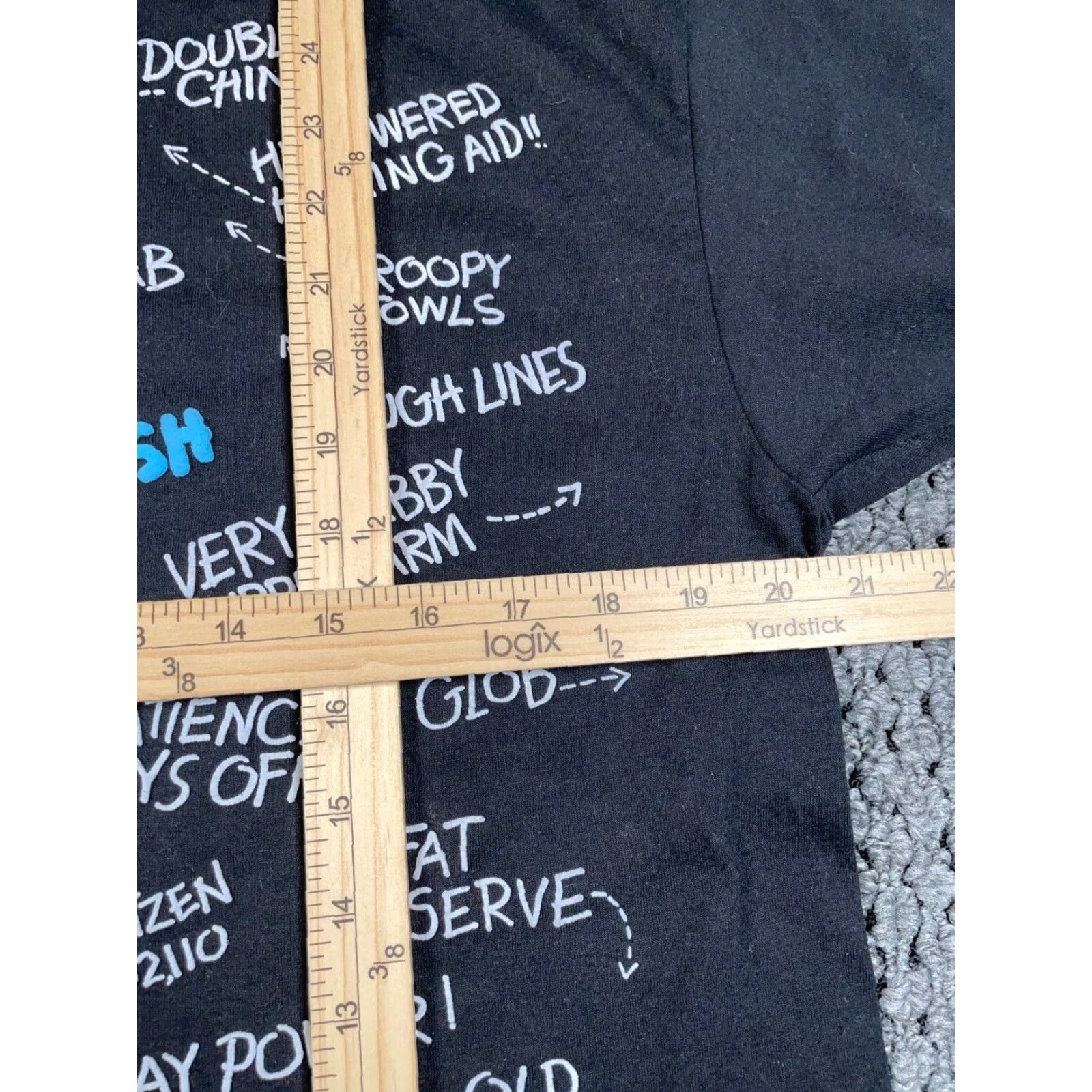 Hanes VINTAGE Hanes T-Shirt Shirt Adult Large Black 90s Funny Retro Puff Print 60ish Old Age Ailments Single Stitch 50/50 Cotton-Polyester Size US L / EU 52-54 / 3 - 6 Thumbnail