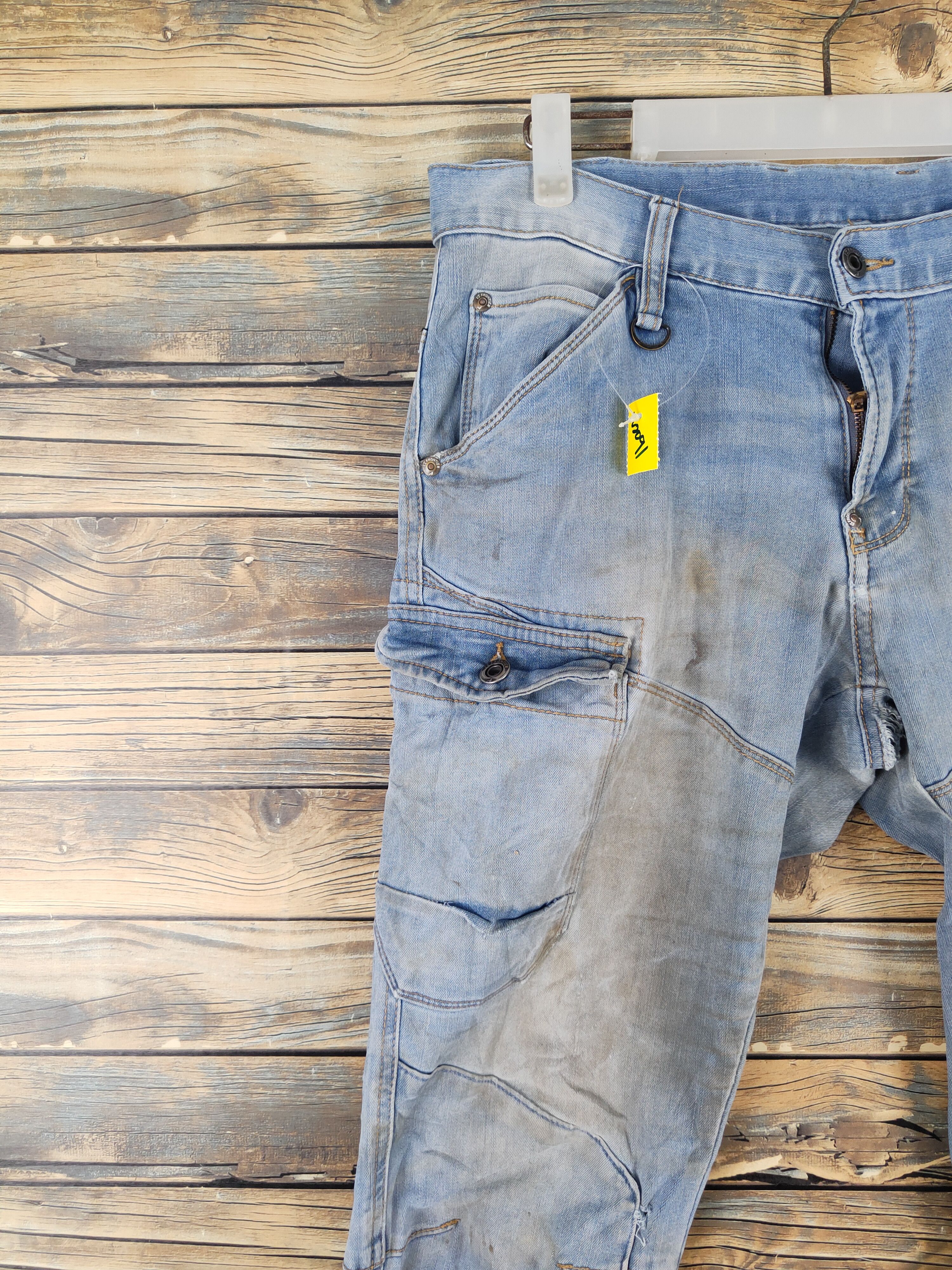 Japanese Brand I'z Frontier Blue Distressed Ripped Jeans #W2091 Size US 32 / EU 48 - 4 Thumbnail