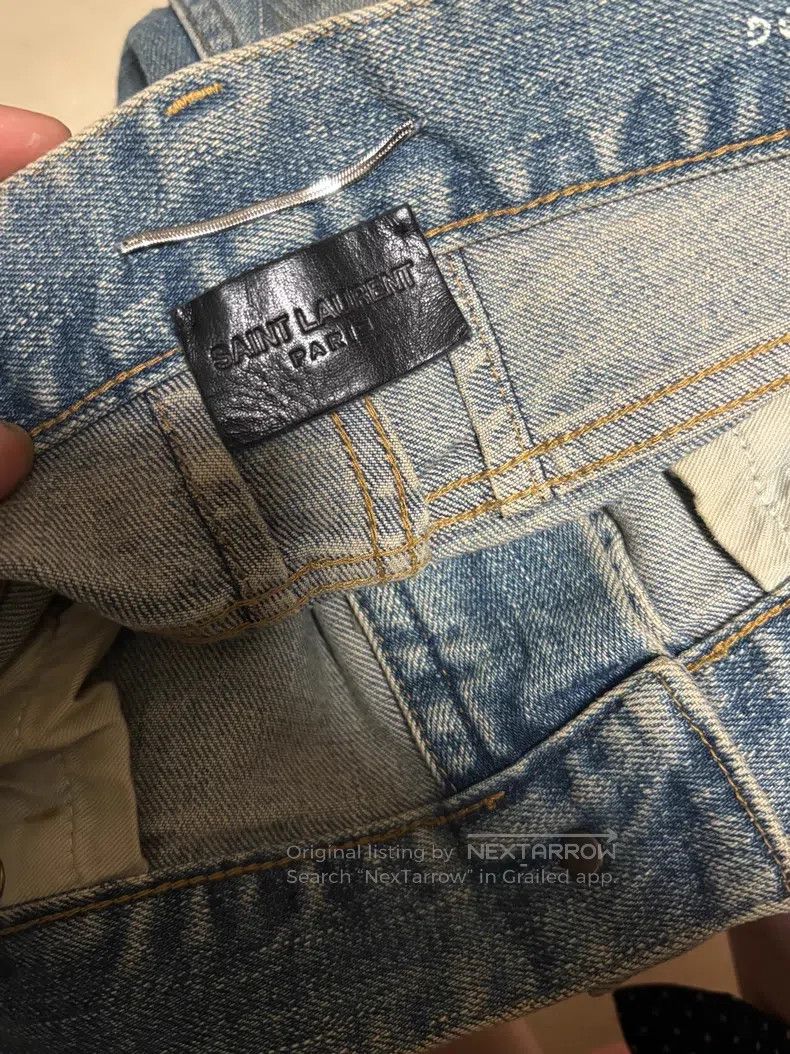 Saint Laurent Paris Saint Laurent Paris Cat Scratch Washed Light Blue Destroye Size US 31 - 5 Thumbnail