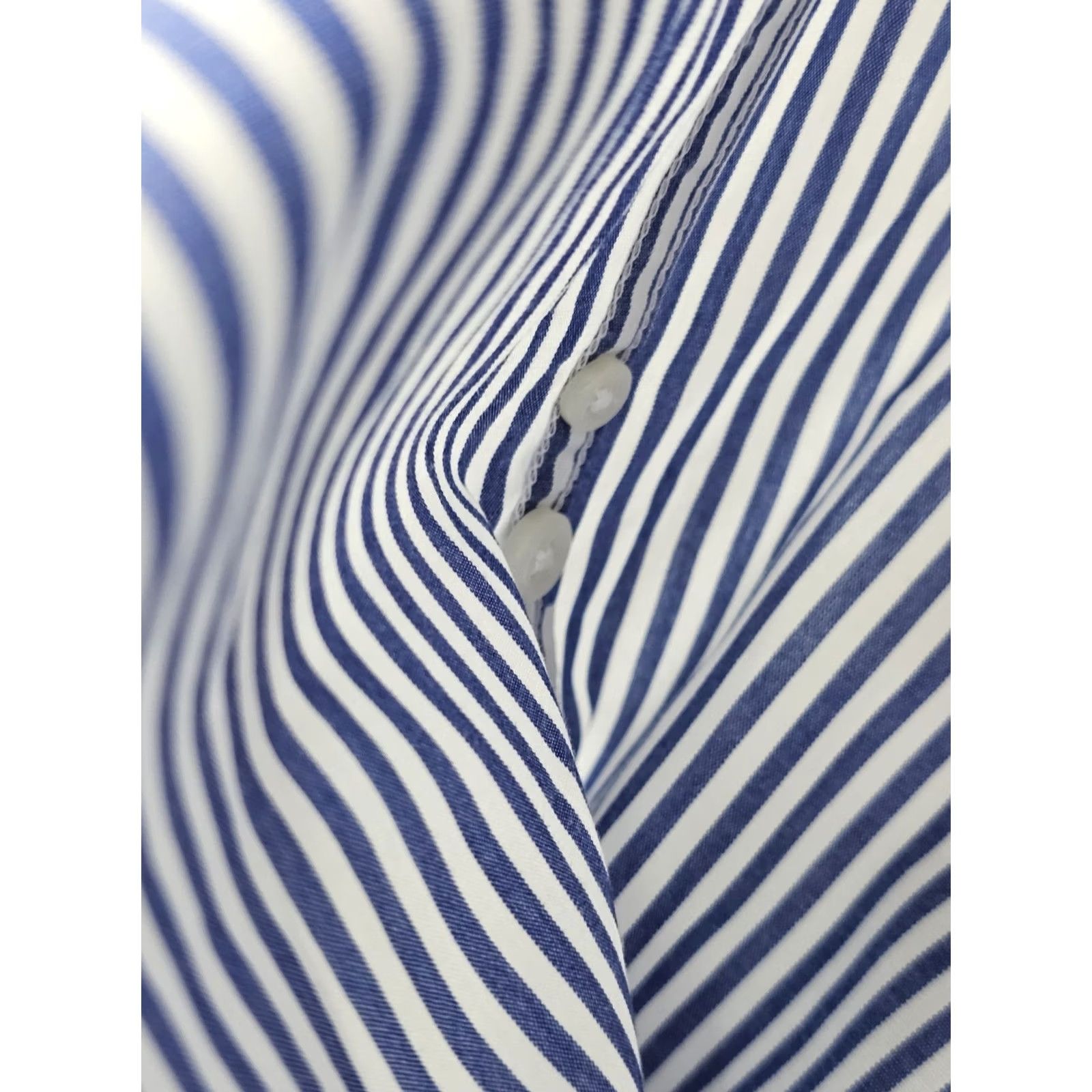 J.Crew J.CREW Slim Fit Shirt Men XL – Vertical Blue Pinstripe – Button-Up, Striped, Classic, Preppy, Secret Wash Shirting, Cotton, 48 in Chest, White? Blue Size US XL / EU 56 / 4 - 5 Thumbnail