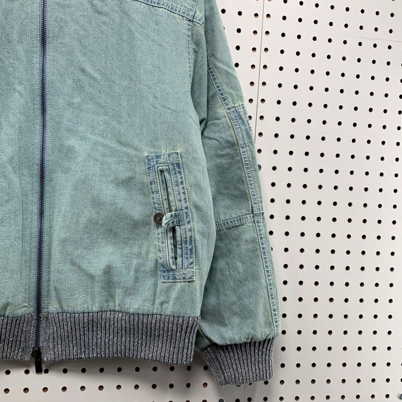 Vintage Lafayette 148 Bomber Jacket Women Medium Blue Reversible Linen Cotton Knit Size M / US 6-8 / IT 42-44 - 6 Thumbnail
