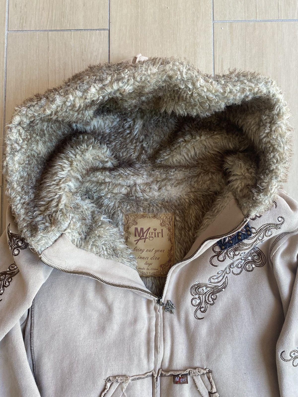Carhartt M.A. Girl Beige Brown Zip-up Hoodie Japanese brand y2k style Size S / US 4 / IT 40 - 4 Thumbnail