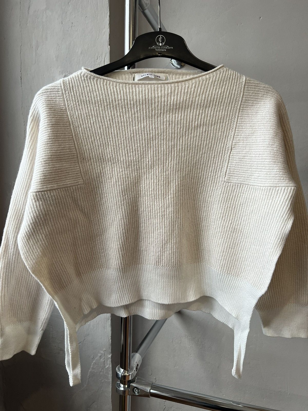 Helmut Lang HELMUT LANG CASHMERE/WOOL ASYMMETRIC WHITE SWEATER KNIT SZ S Size S / US 4 / IT 40 - 4 Thumbnail