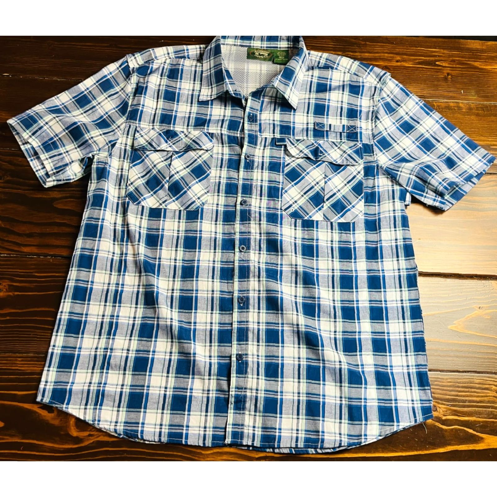 Vintage Stillwater & Supply Co. Shirt Men XL Blue Plaid Short Sleeve Button Up, Vented, Casual, Regular Size US XL / EU 56 / 4 - 2 Thumbnail