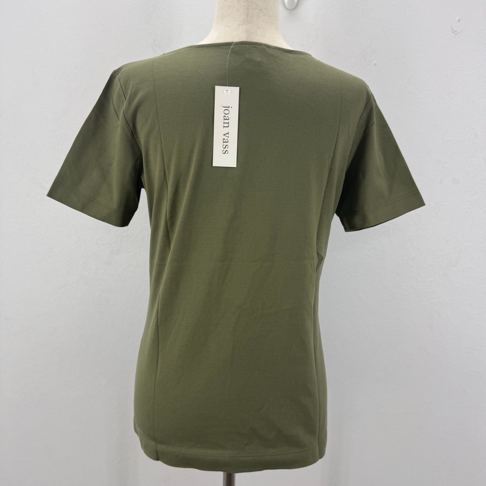 Vass NWT Joan Vass Women's Mesh Neck Tee Green Olive size 0/Small Size S / US 4 / IT 40 - 2 Thumbnail