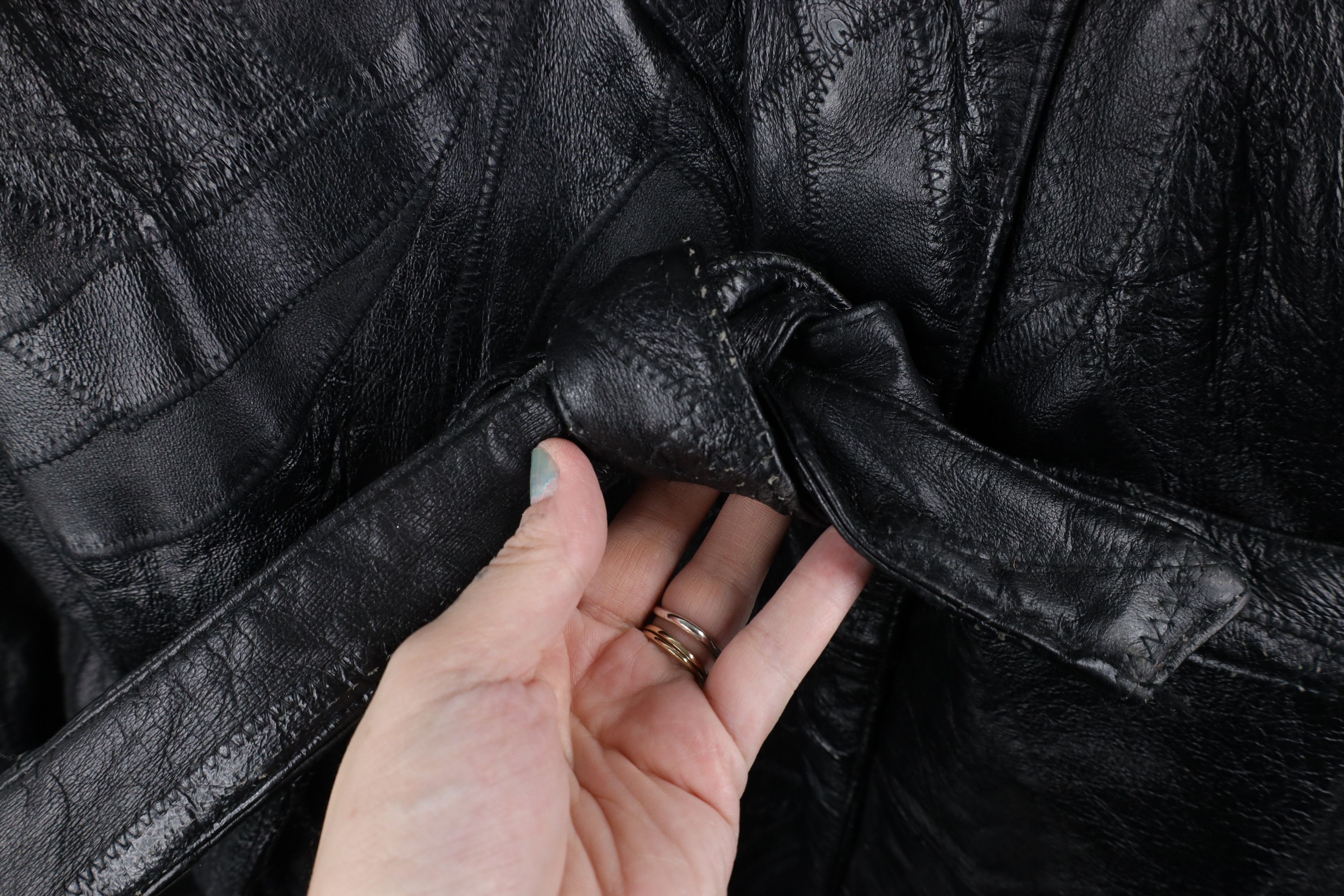 Vintage Vintage 90s Streetwear Belted Leather Trench Coat Jacket Size XL / US 12-14 / IT 48-50 - 5 Thumbnail