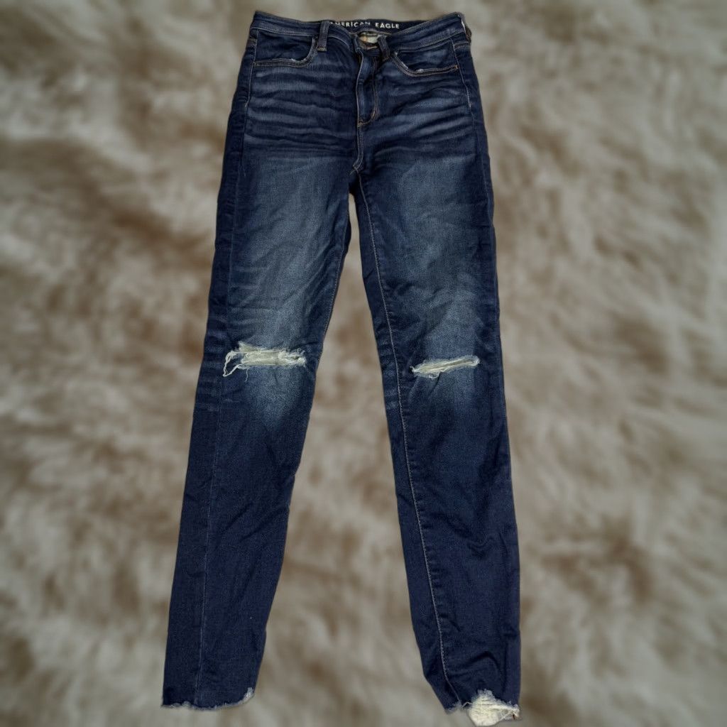 American Eagle Outfitters American Eagle Outfitters Slim Jeans Women's 2 27in Inseam Blue Distressed Stretch Raw Hem Ankle Regular 28in SD Size 26" / US 2 / IT 38 - 1 Thumbnail